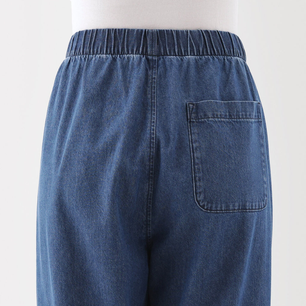 Washed Denim Easy Tapered Pants
