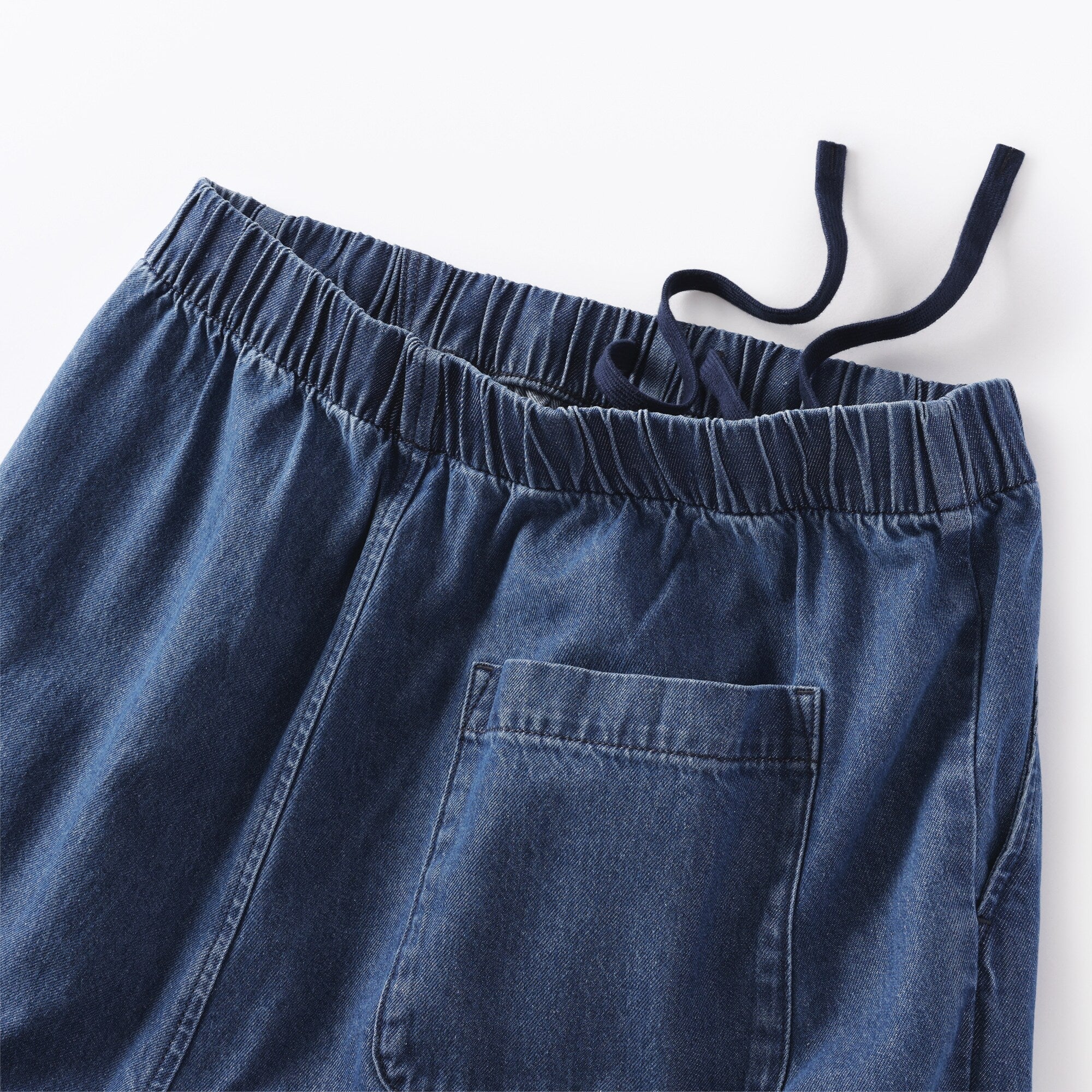 Washed Denim Easy Tapered Pants
