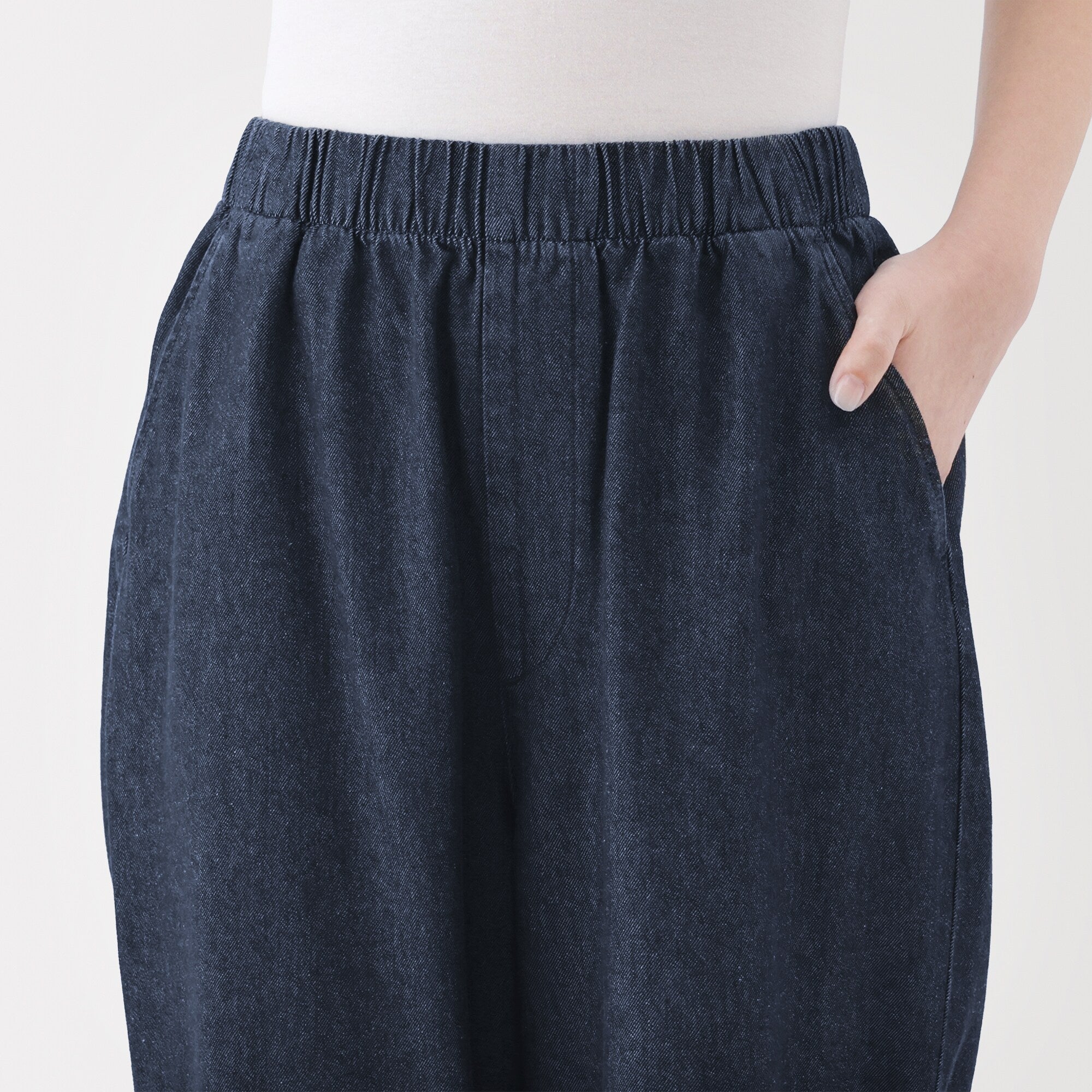 Washed Denim Easy Tapered Pants