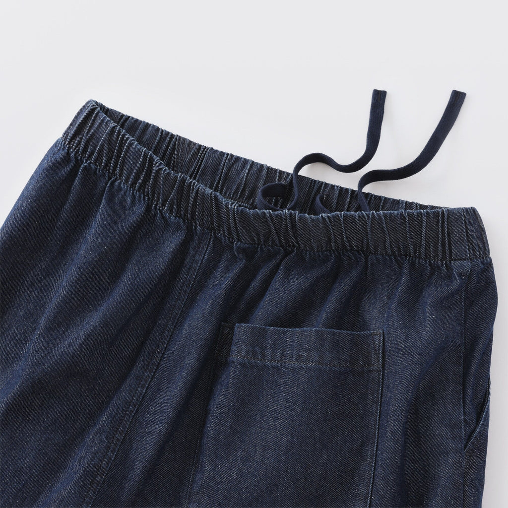 Washed Denim Easy Tapered Pants