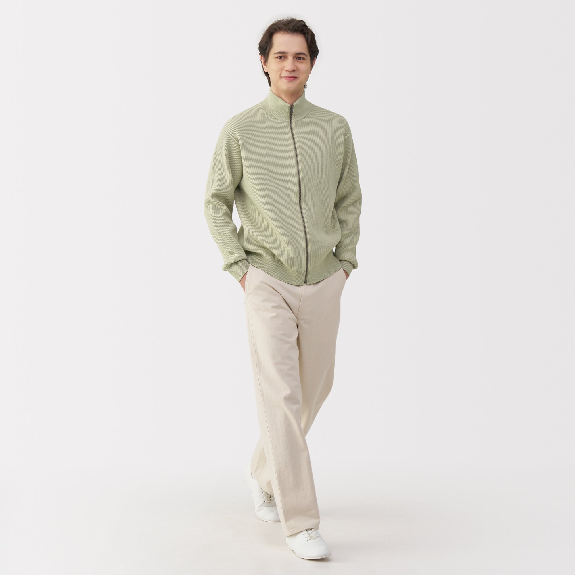 Men's Ribbed Full Zip Cardigan