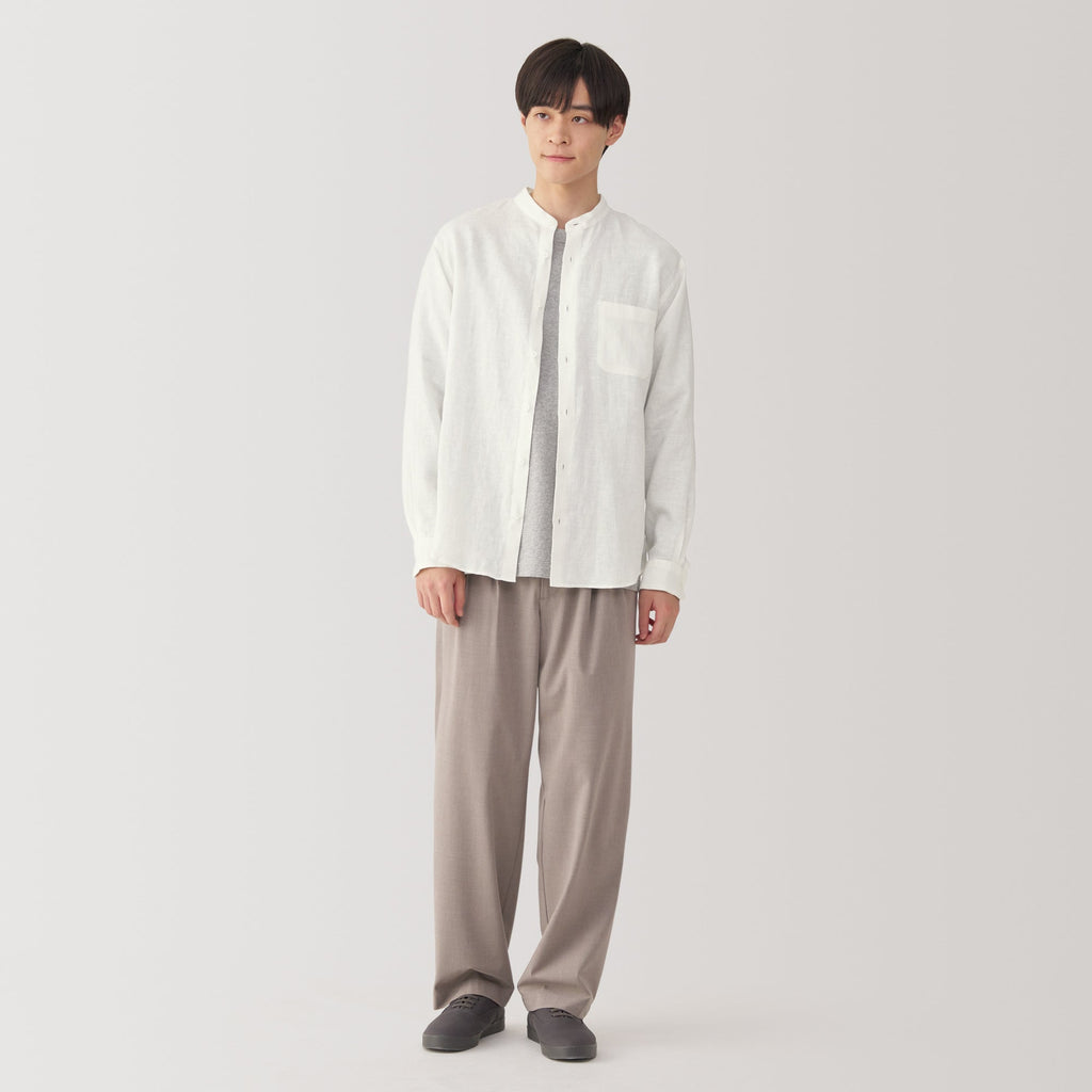 Men's Linen Stand Collar Shirt