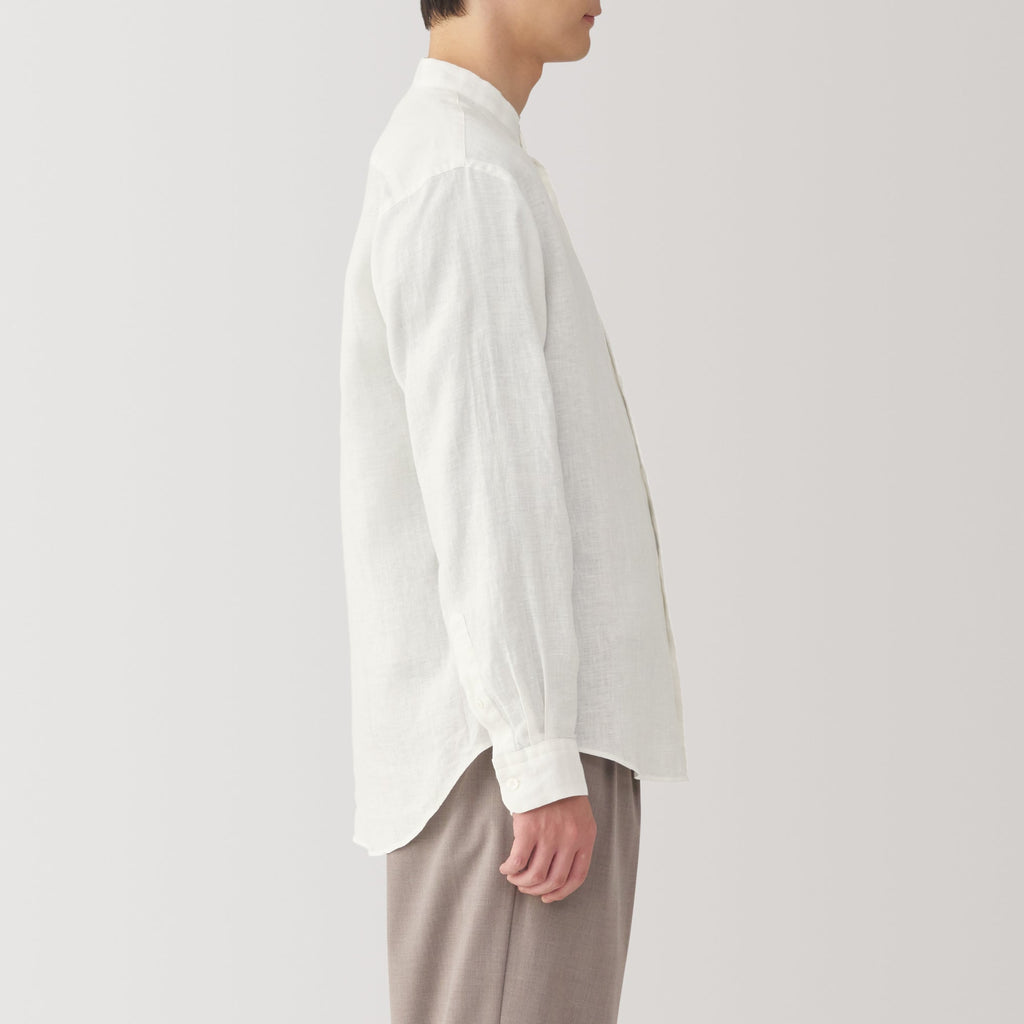 Men's Linen Stand Collar Shirt