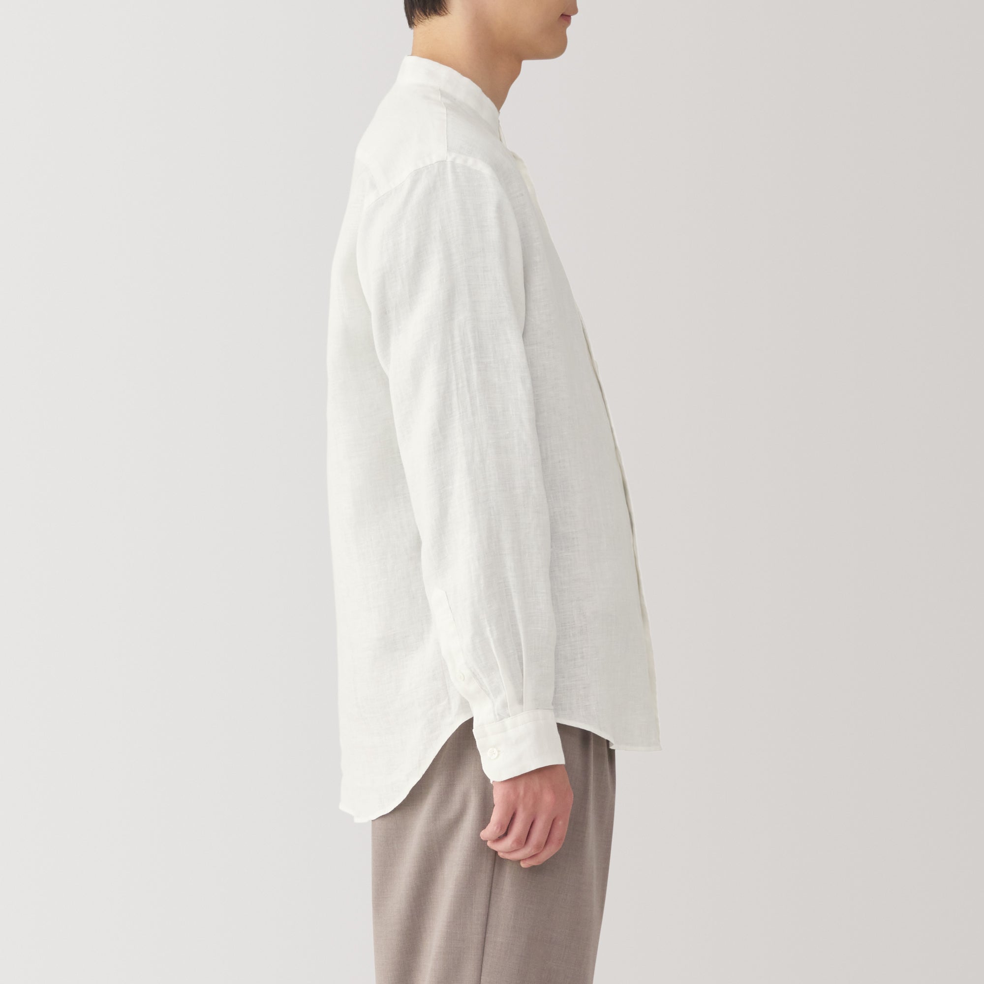 Men's Linen Stand Collar Shirt