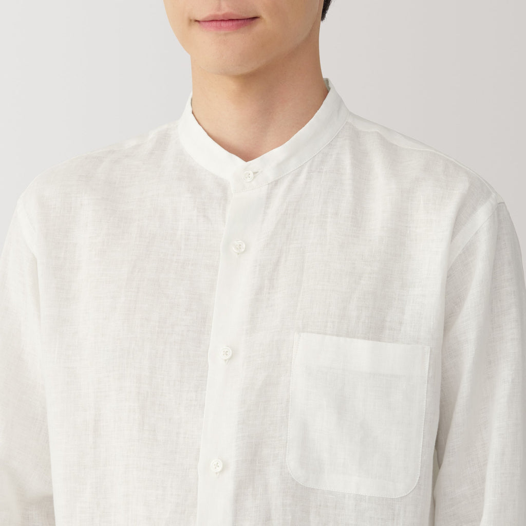 Men's Linen Stand Collar Shirt