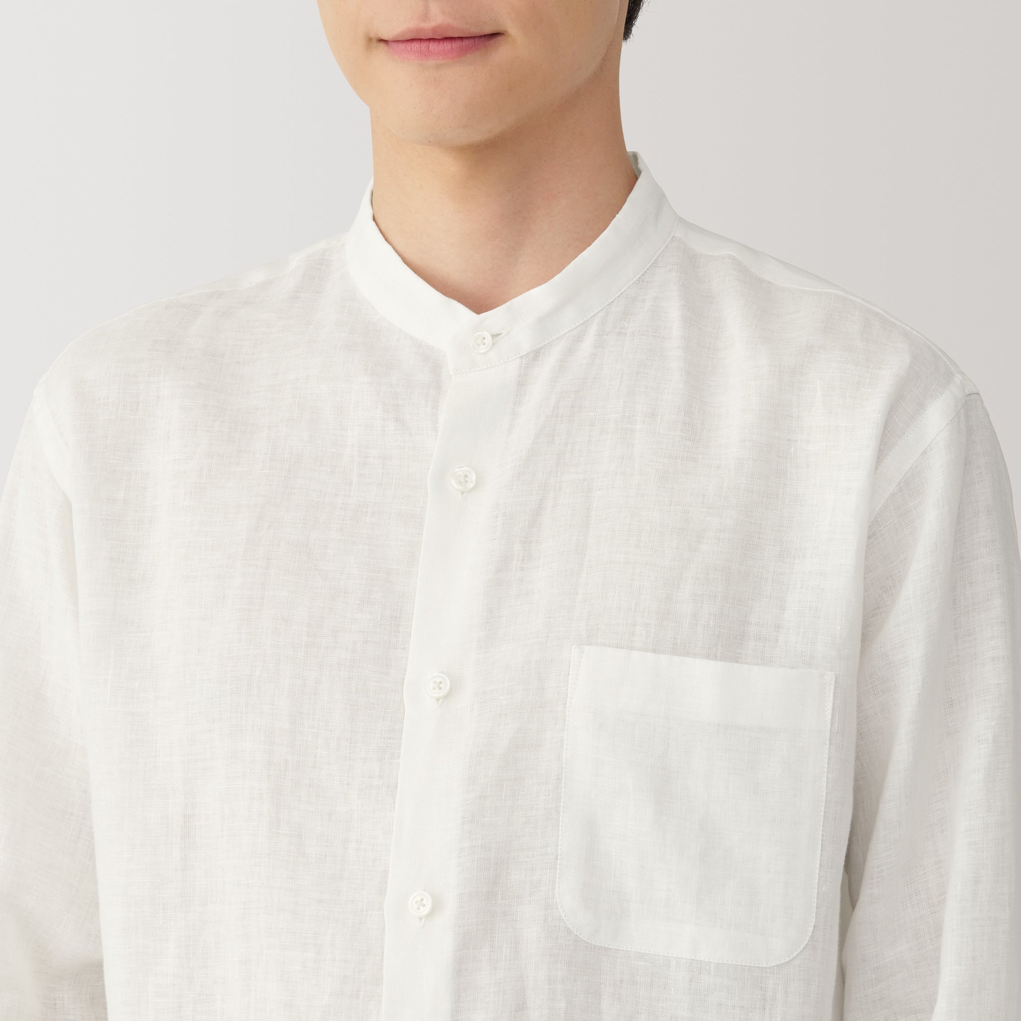 Men's Linen Stand Collar Shirt
