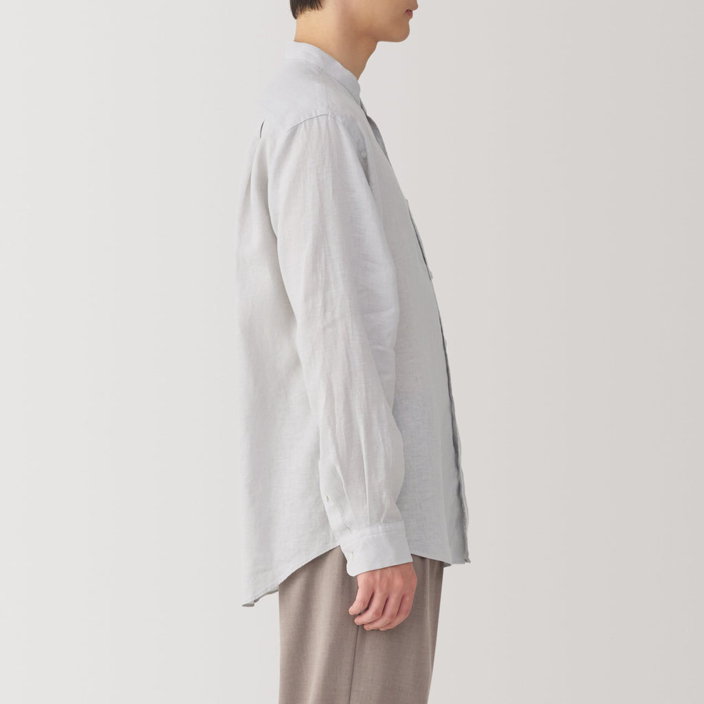 Men's Linen Stand Collar Shirt