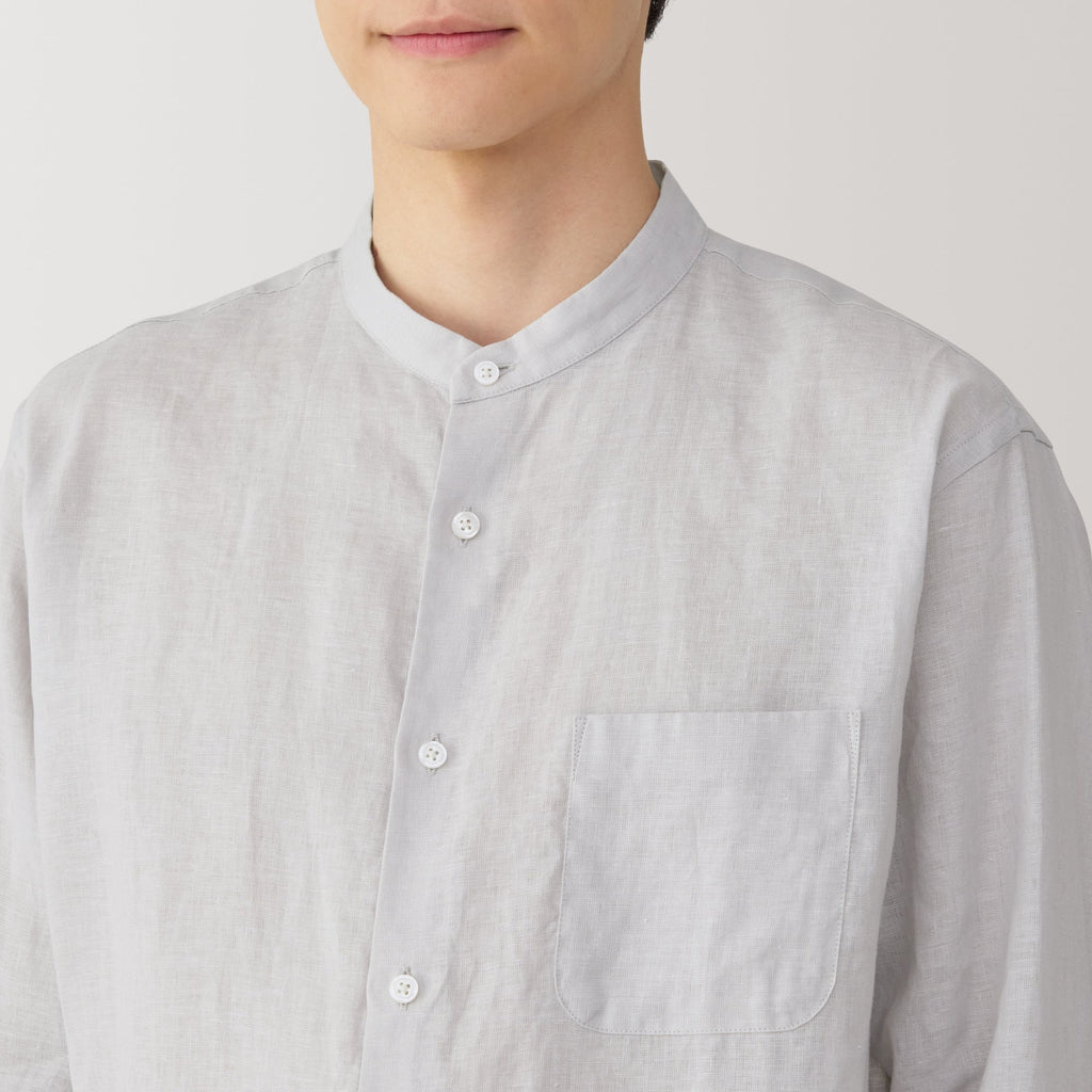 Men's Linen Stand Collar Shirt