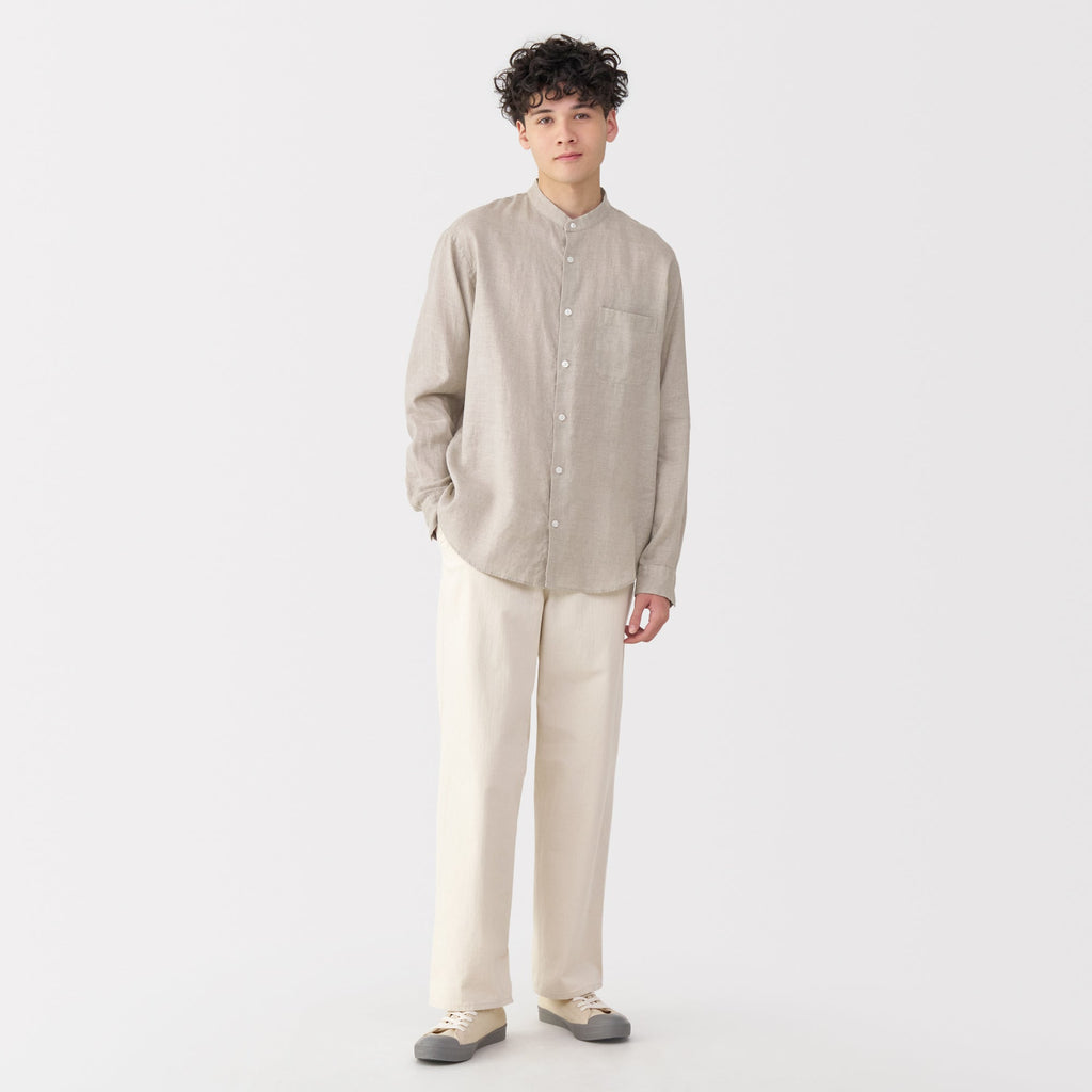 Men's Linen Stand Collar Shirt