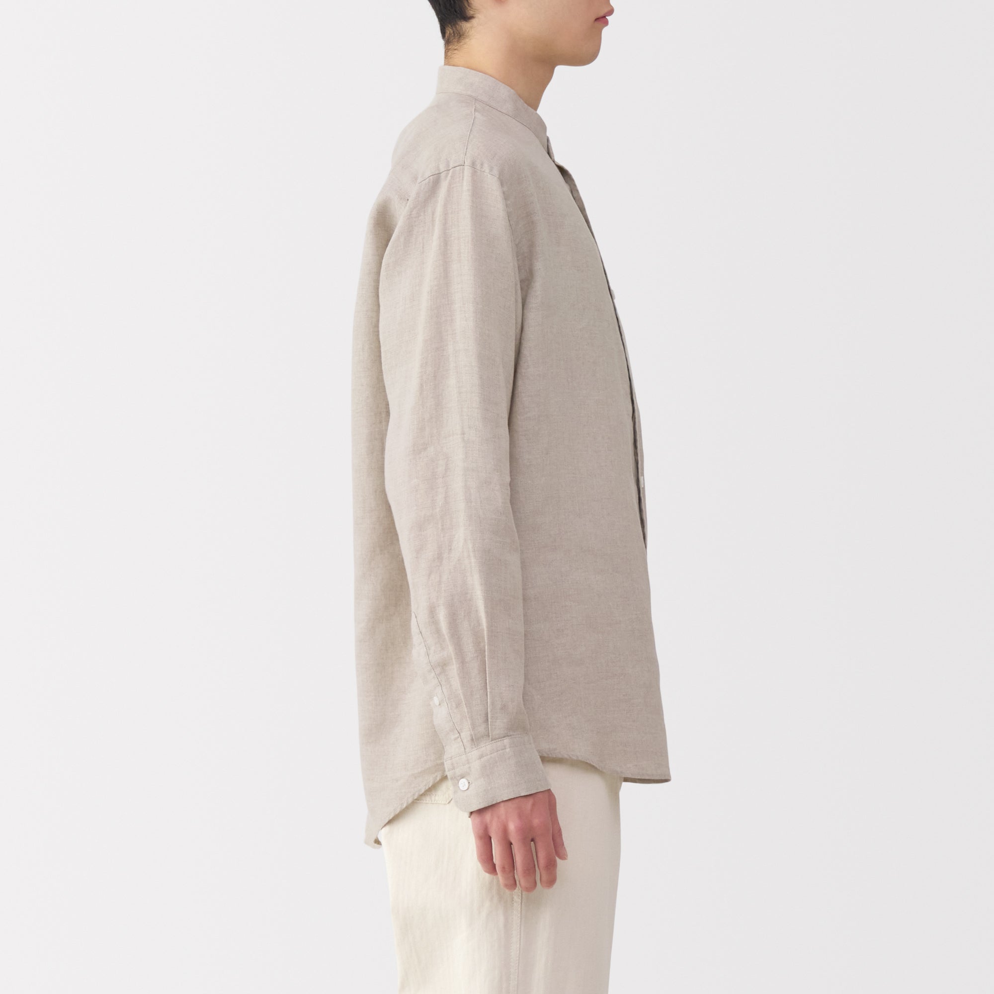 Men's Linen Stand Collar Shirt