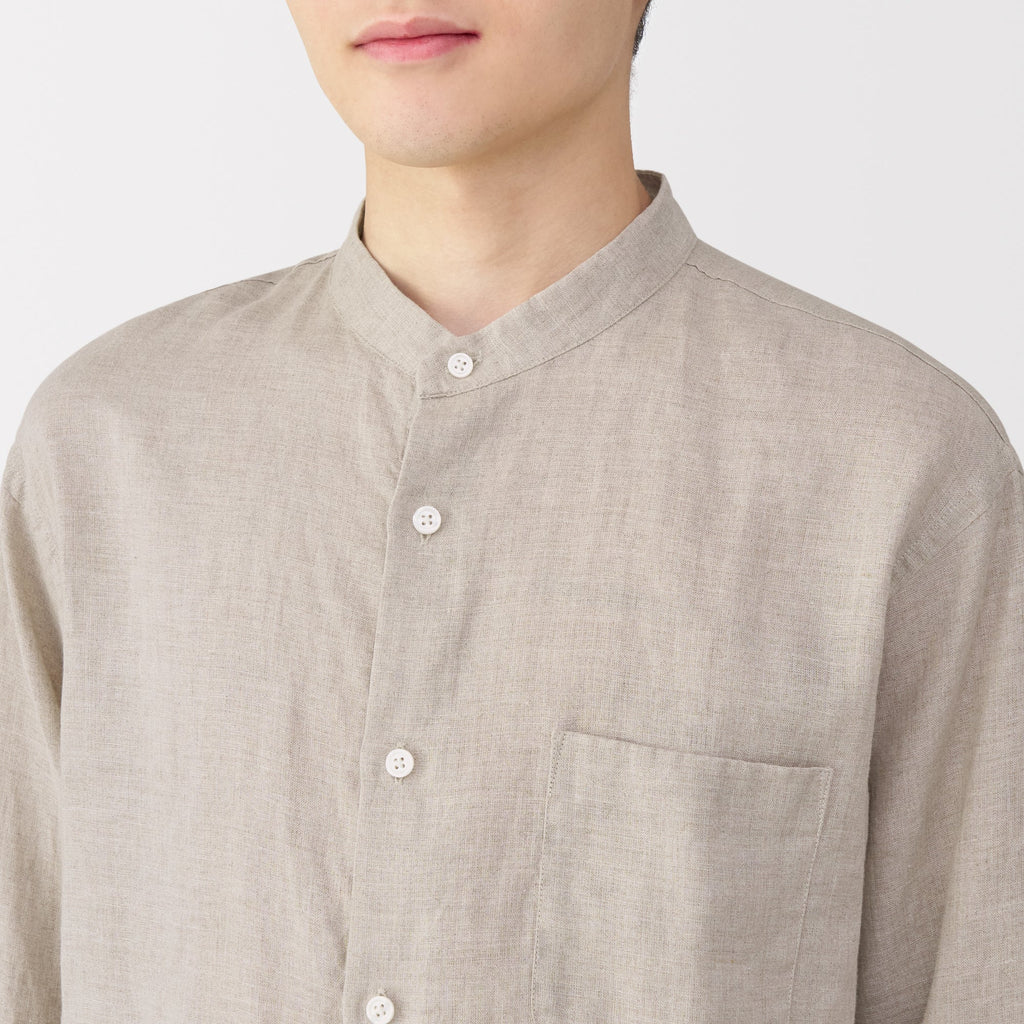 Men's Linen Stand Collar Shirt