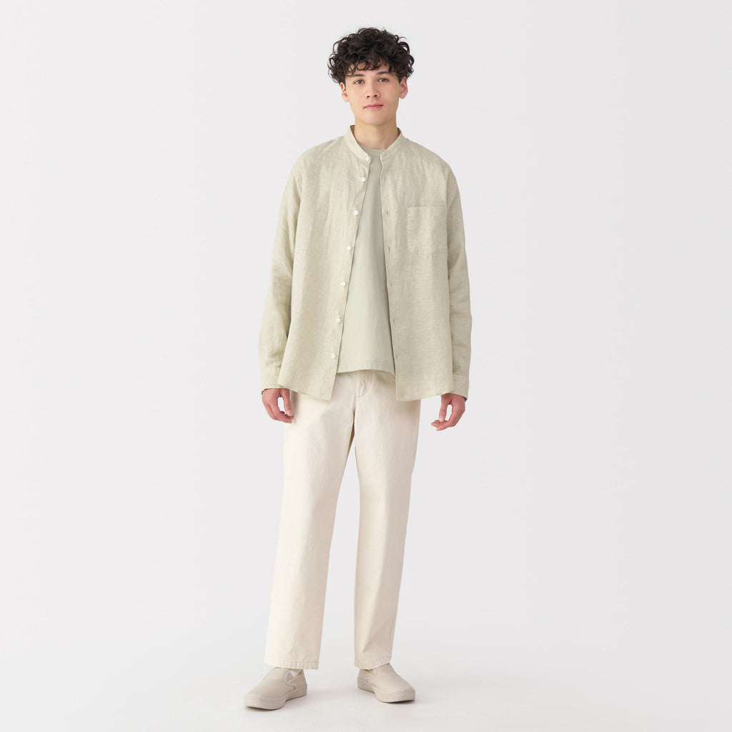 Men's Linen Stand Collar Shirt