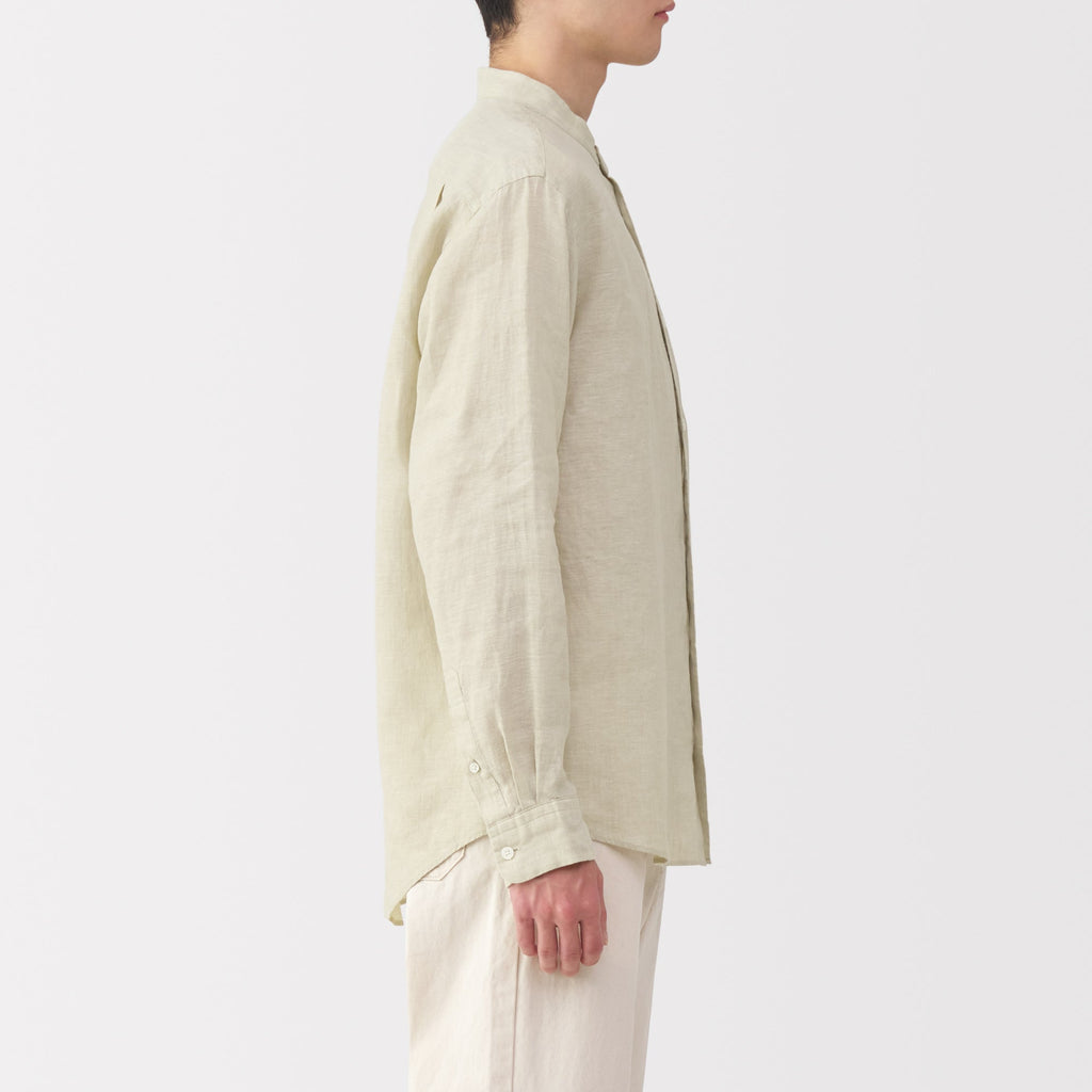 Men's Linen Stand Collar Shirt