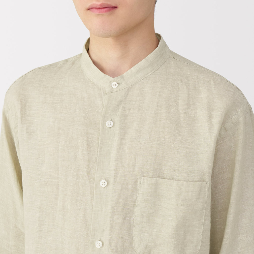 Men's Linen Stand Collar Shirt
