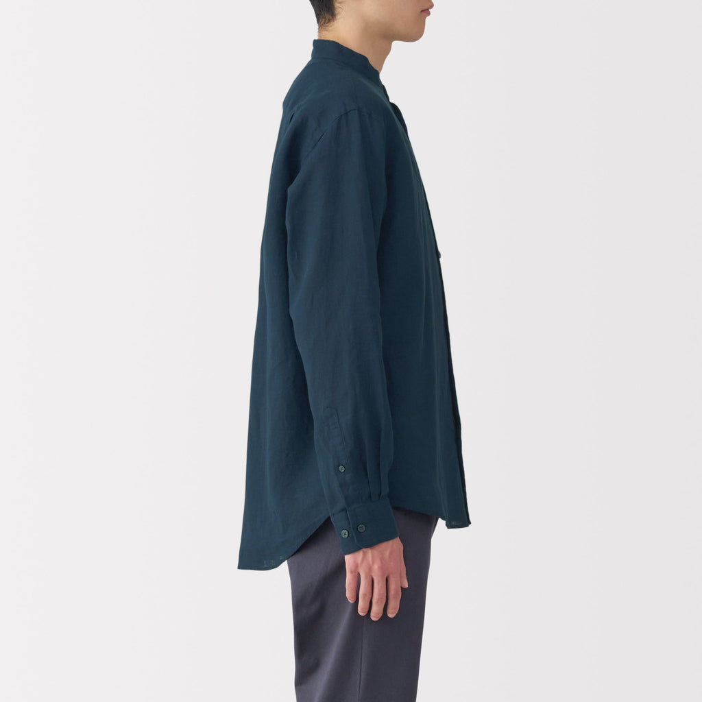 Men's Linen Stand Collar Shirt