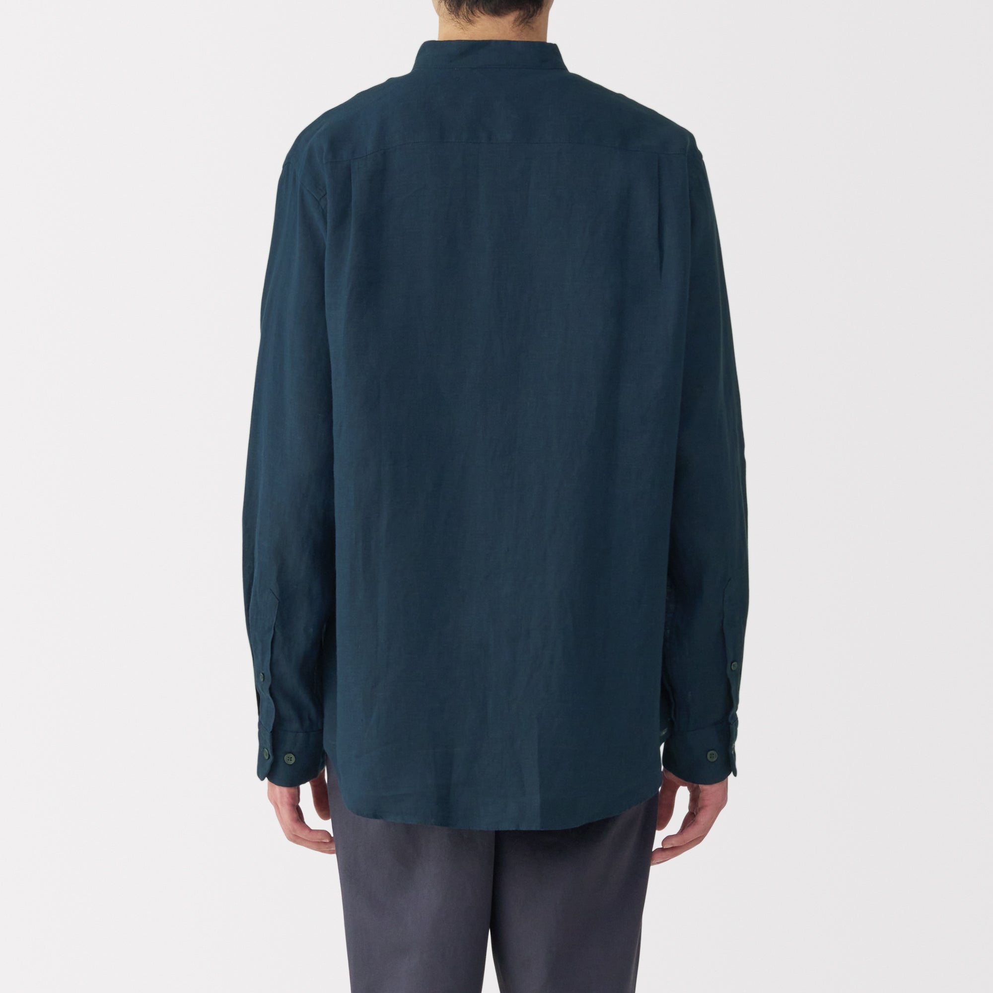 Men's Linen Stand Collar Shirt