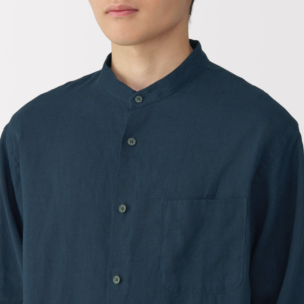 Men's Linen Stand Collar Shirt