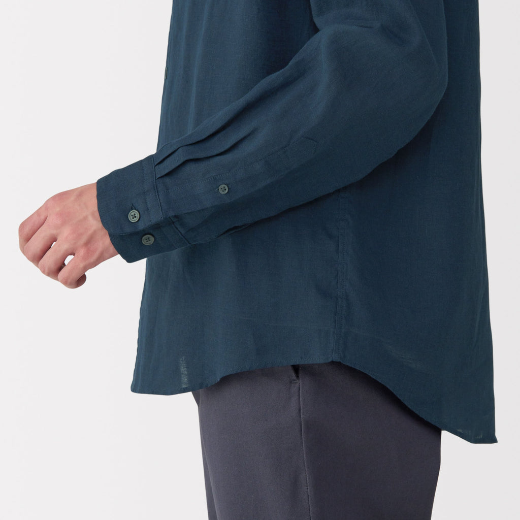 Men's Linen Stand Collar Shirt