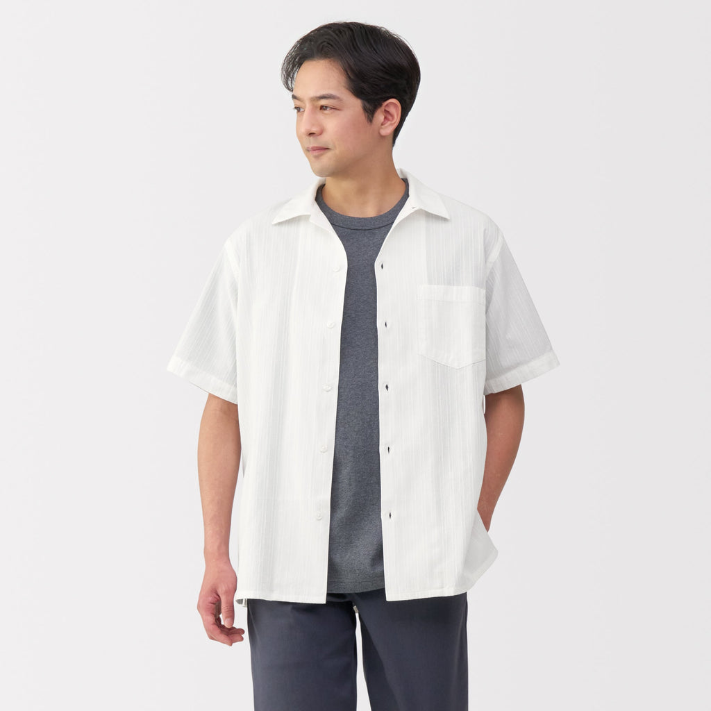 Men's Dobby Open Collar Shirt