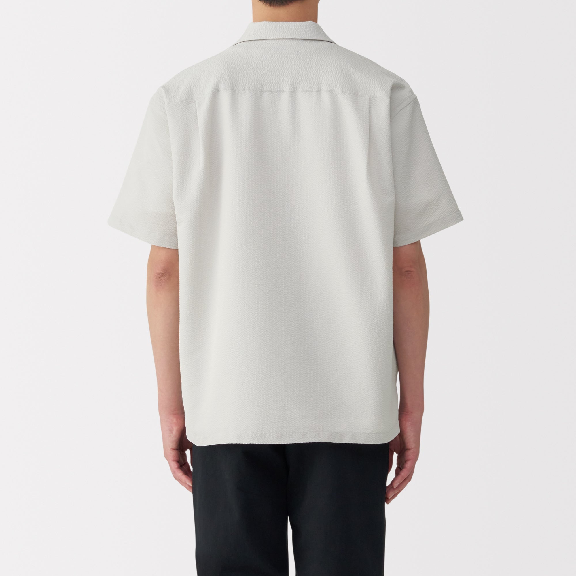 Men's Breathable Seersucker Open Collar Shirt