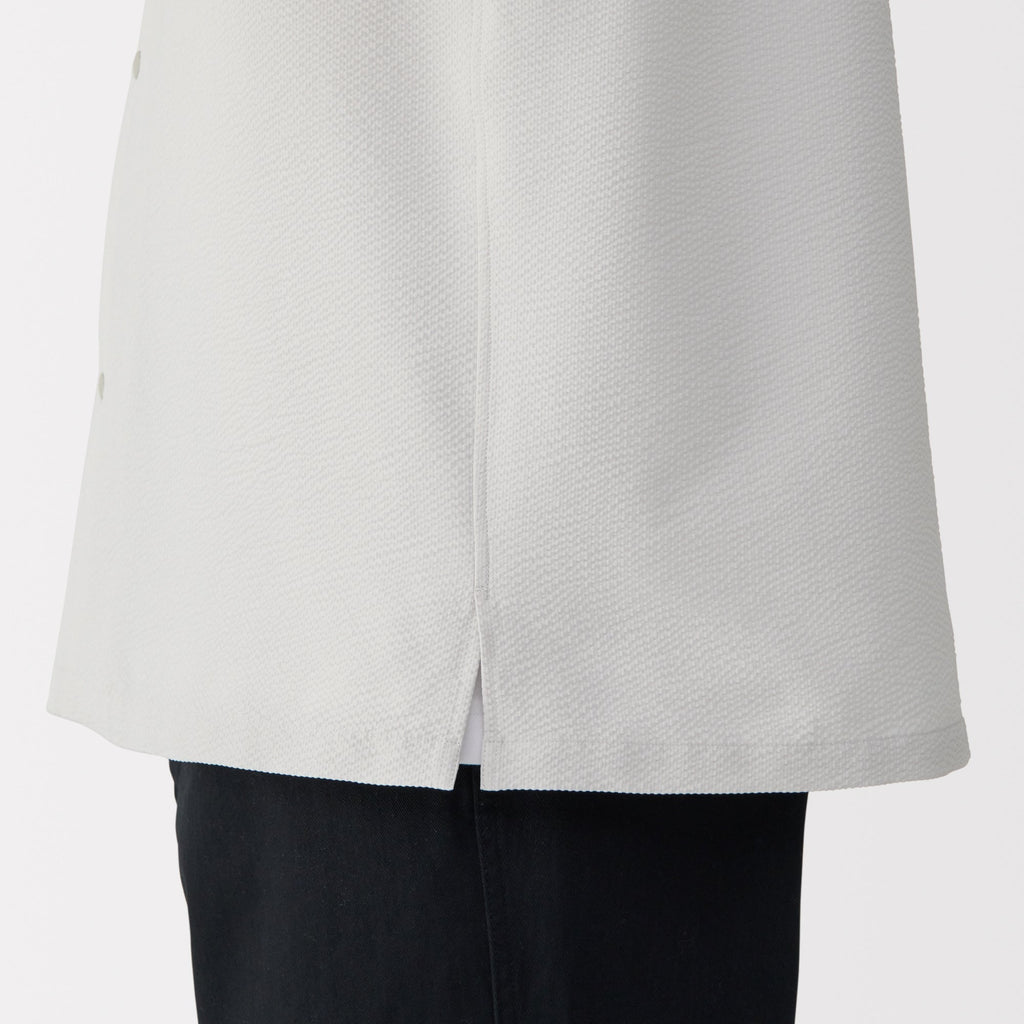 Men's Breathable Seersucker Open Collar Shirt