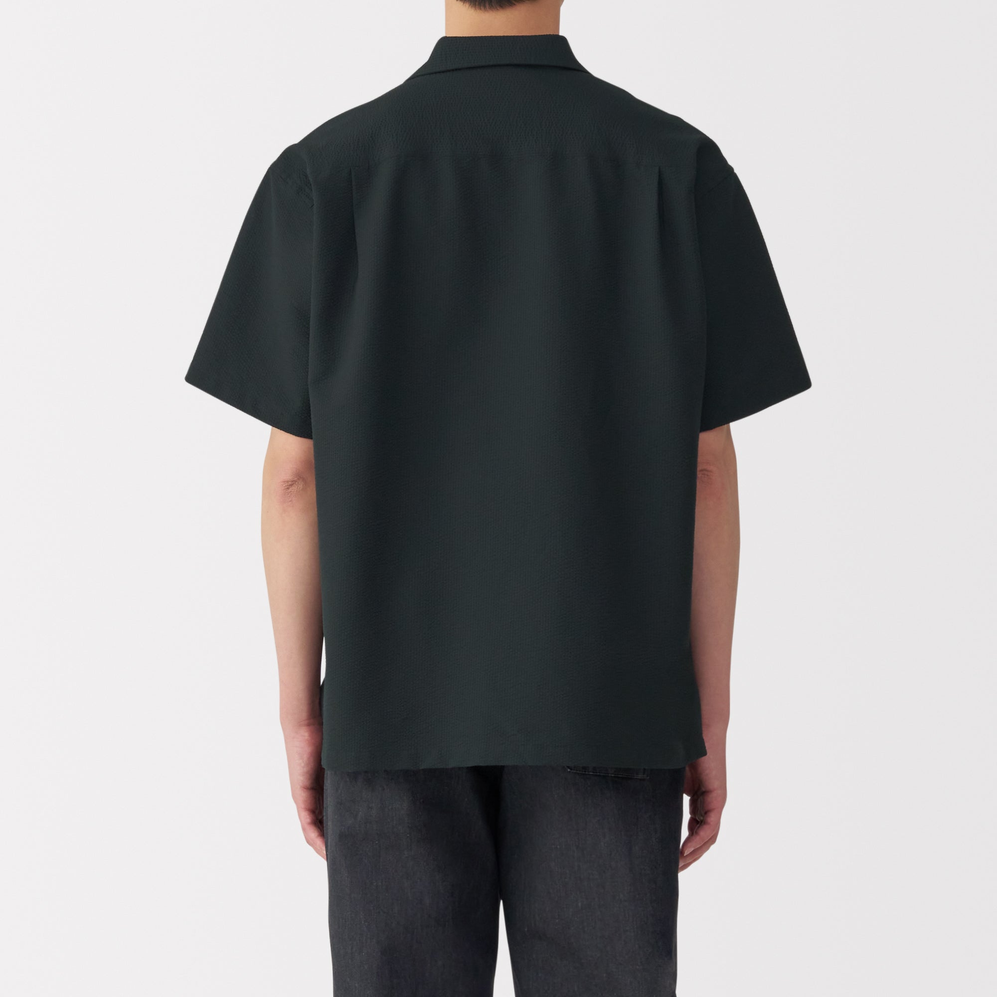 Men's Breathable Seersucker Open Collar Shirt