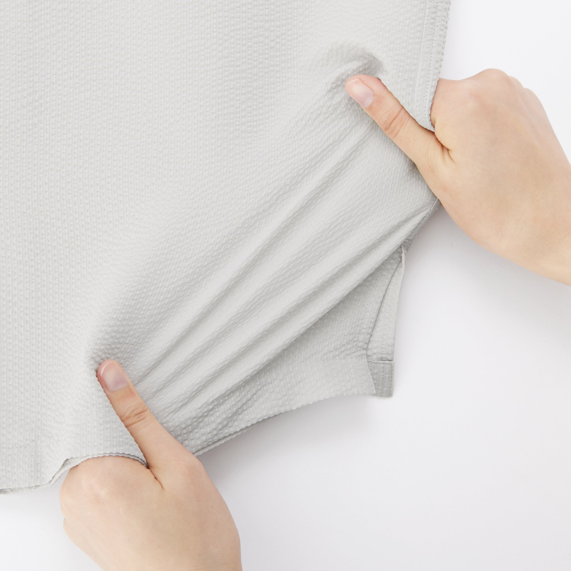 Men's Breathable Seersucker Open Collar Shirt