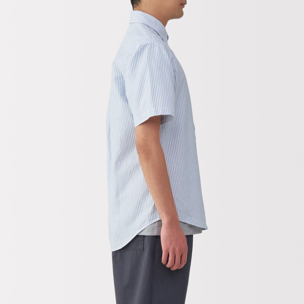 Men's Washed Oxford Button Down Short Sleeve Shirt