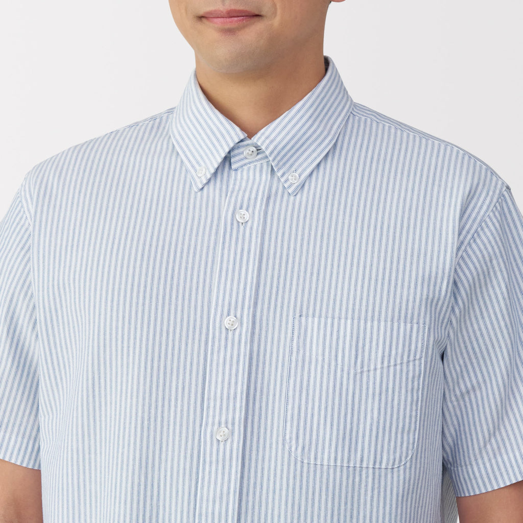 Men's Washed Oxford Button Down Short Sleeve Shirt