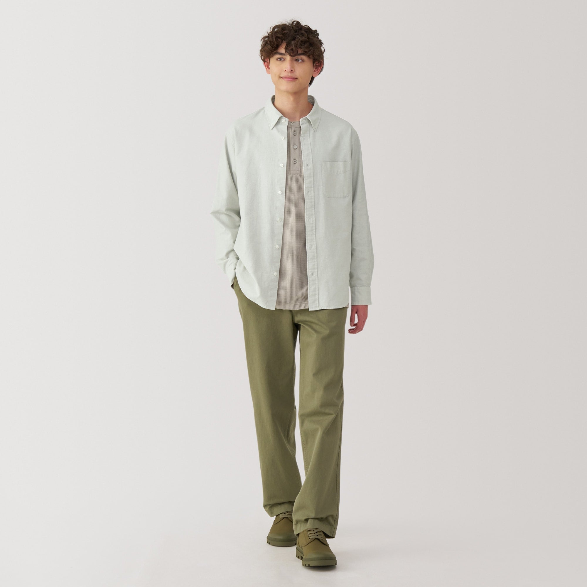 Men's Washed Oxford Button Down Long Sleeve Shirt