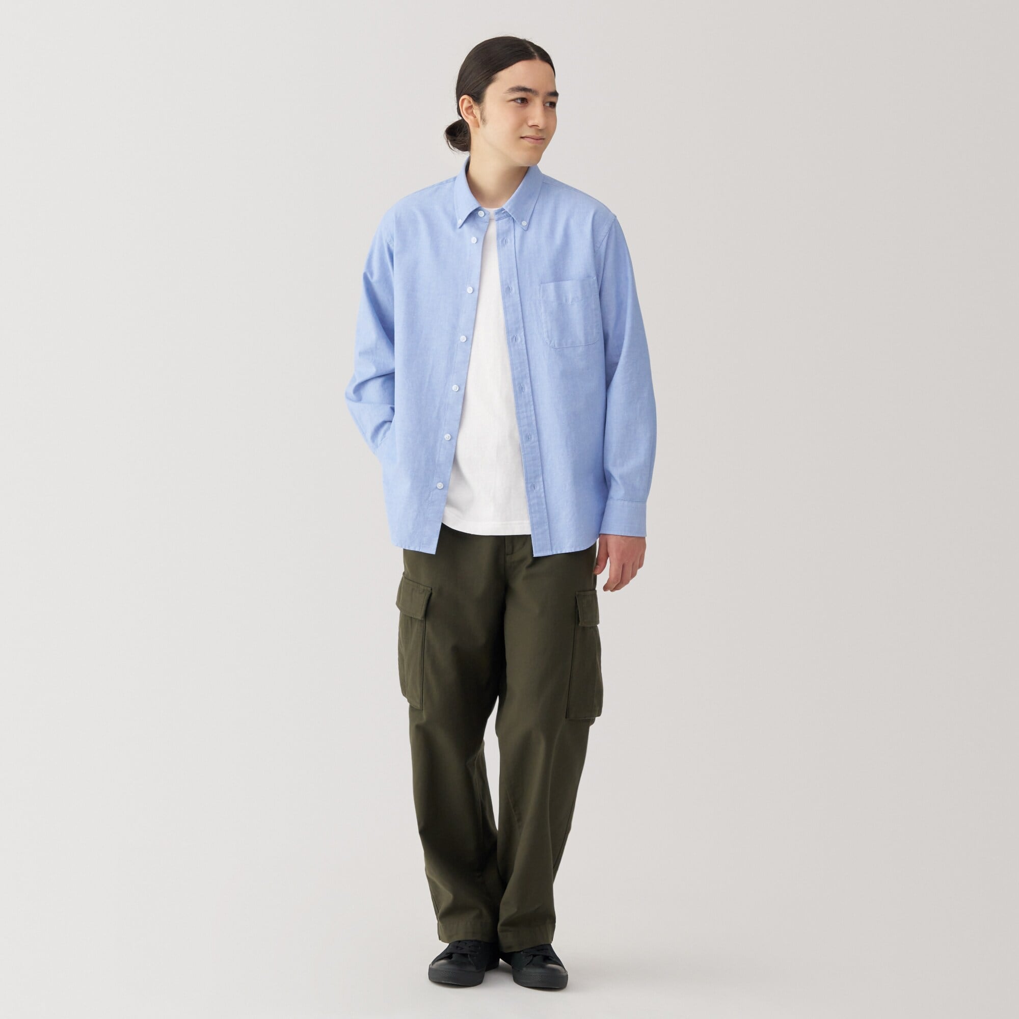 Men's Washed Oxford Button Down Long Sleeve Shirt