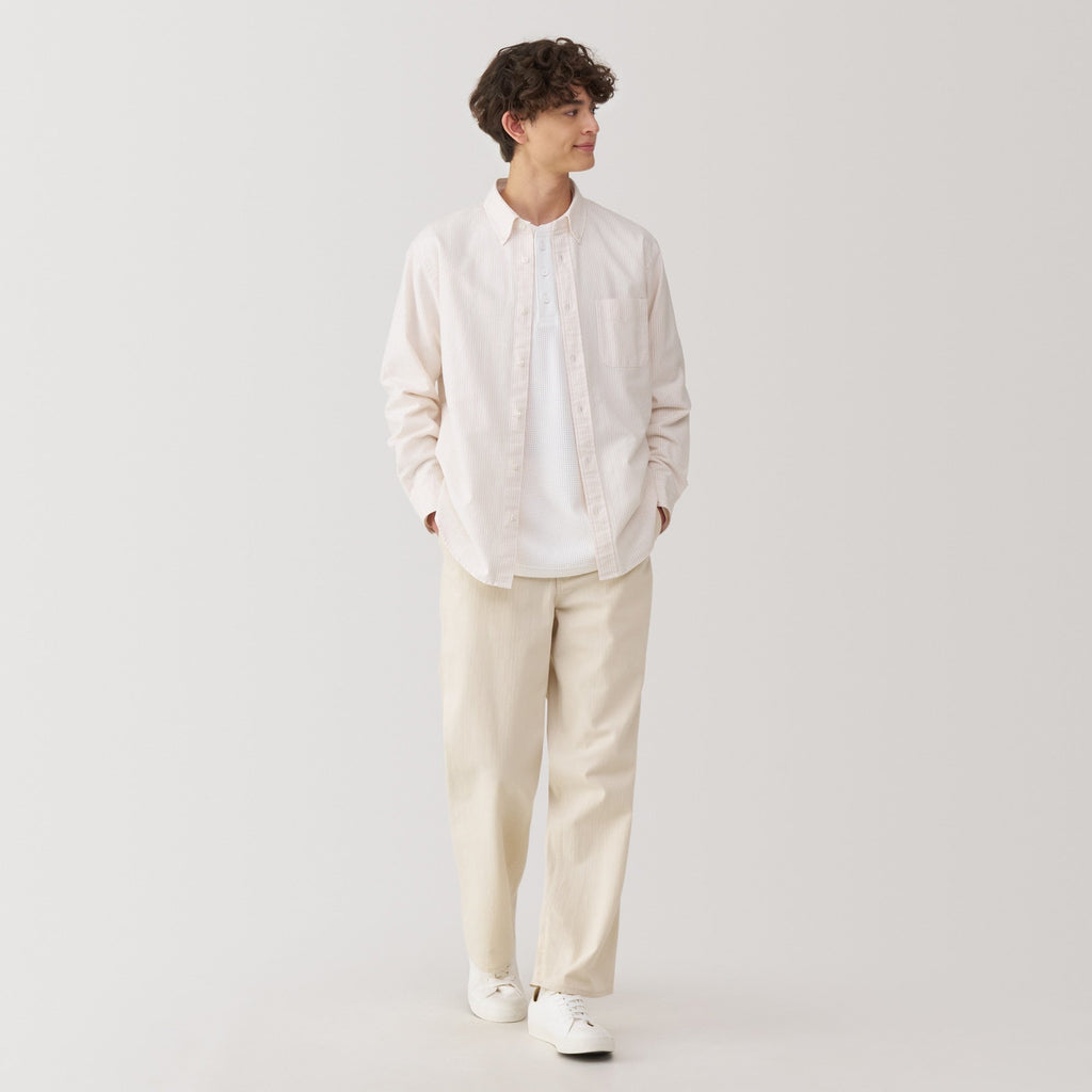 Men's Washed Oxford Button Down Long Sleeve Shirt