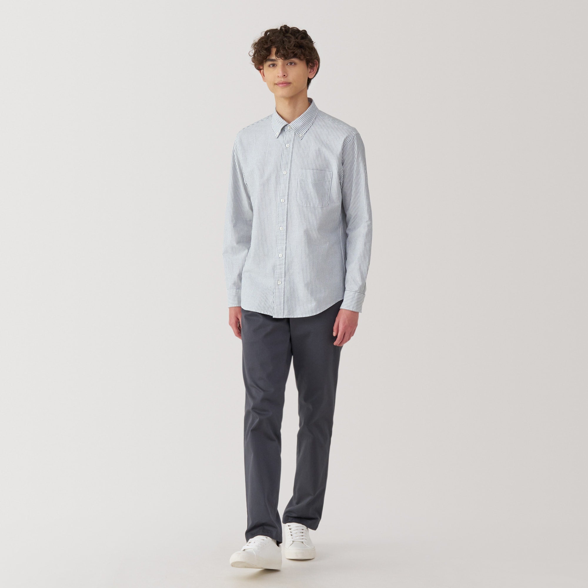 Men's Washed Oxford Button Down Long Sleeve Shirt