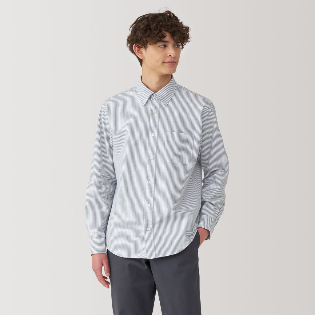 Men's Washed Oxford Button Down Long Sleeve Shirt