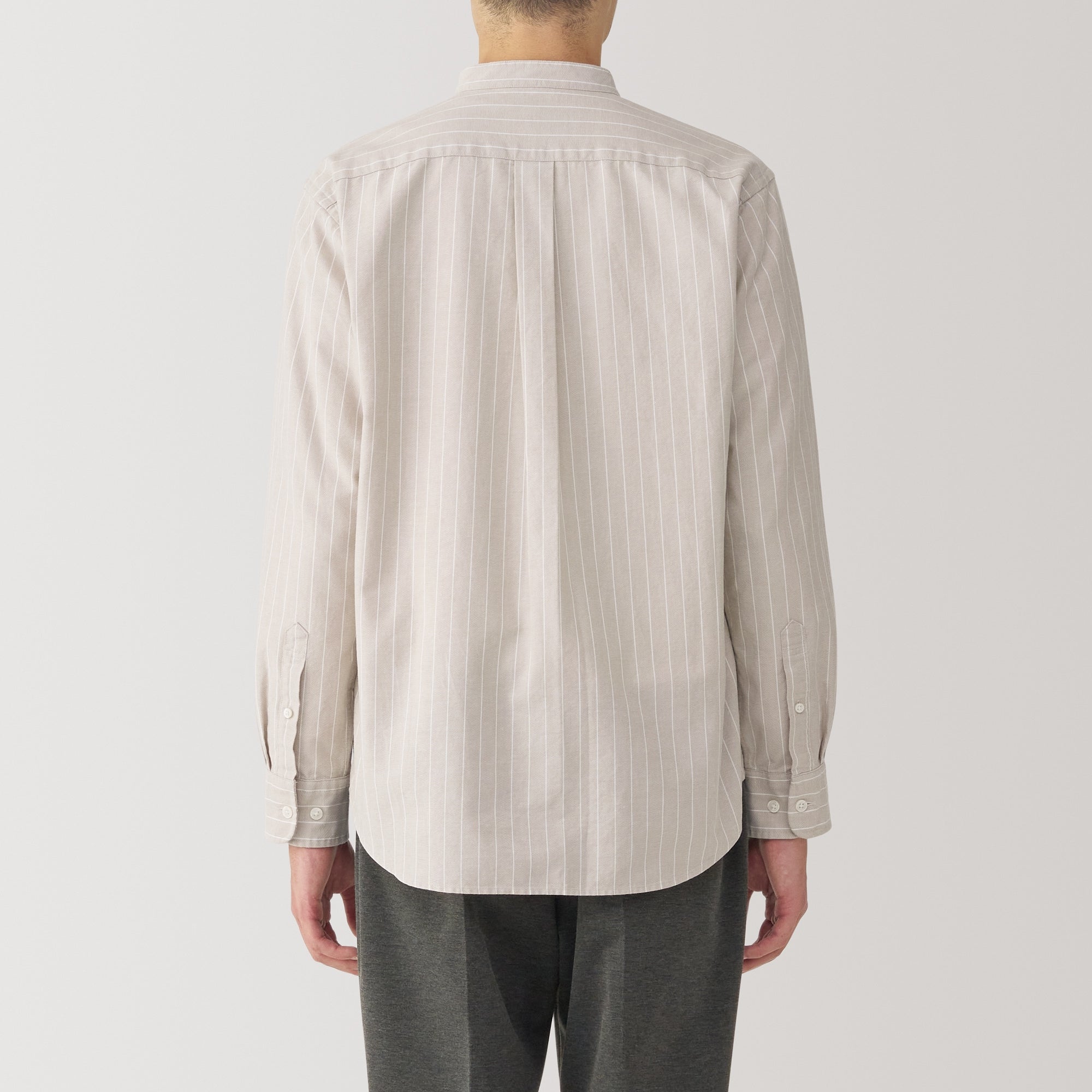Men's Washed Oxford Stand Collar Long Sleeve Shirt
