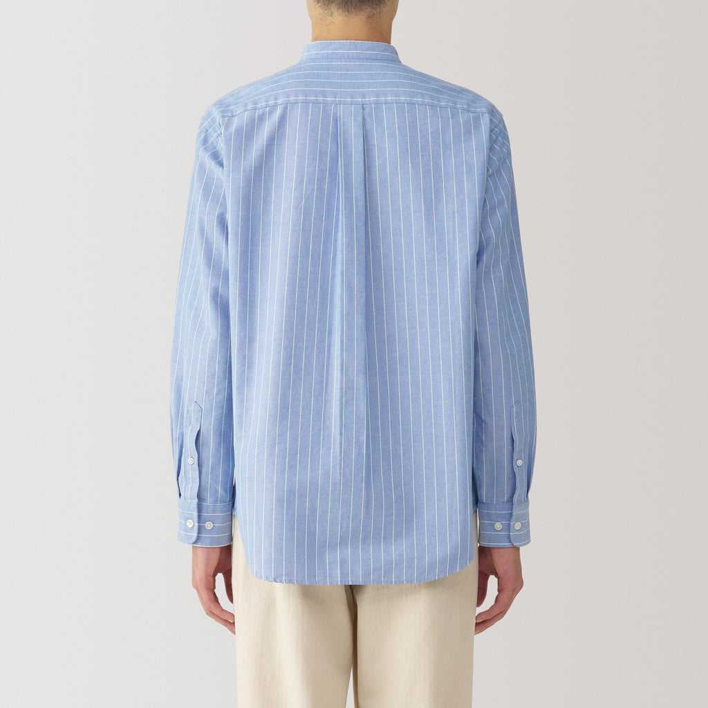 Men's Washed Oxford Stand Collar Long Sleeve Shirt