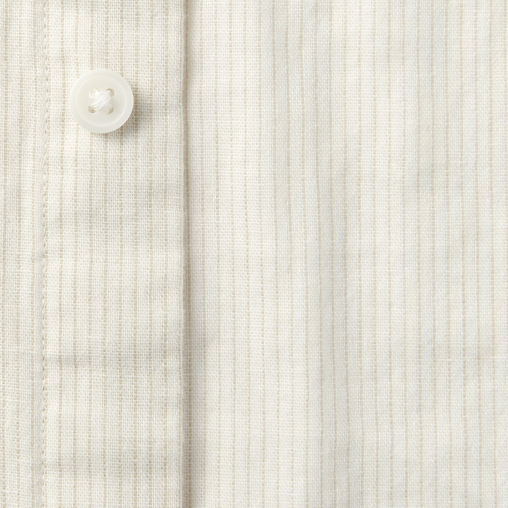 Men's Kapok Blend Double Gauze Stand Collar Long Sleeve Striped Shirt