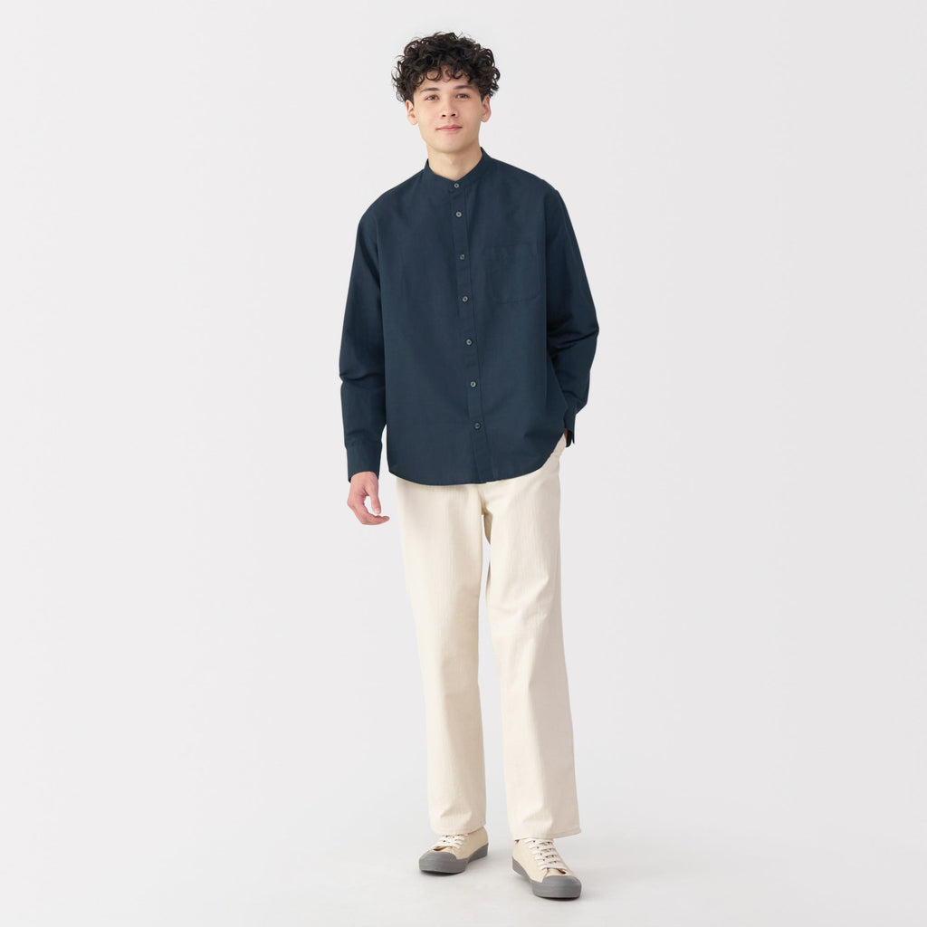 Men's Hemp Cotton Stand Collar Shirt