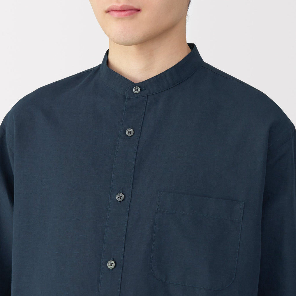 Men's Hemp Cotton Stand Collar Shirt