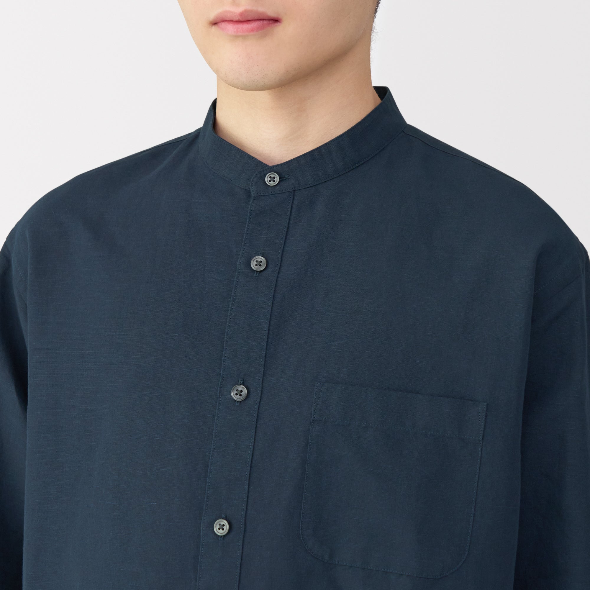 Men's Hemp Cotton Stand Collar Shirt