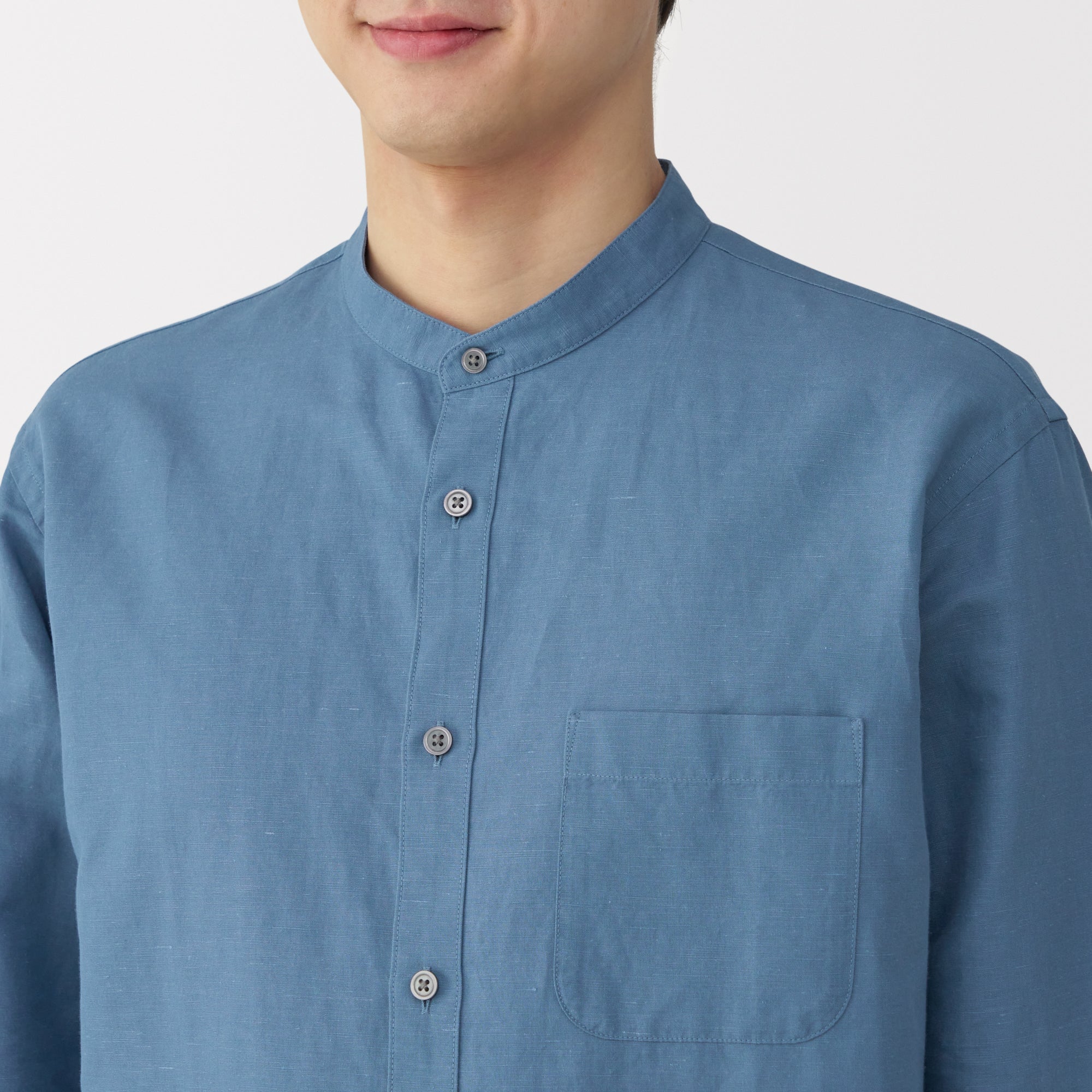 Men's Hemp Cotton Stand Collar Shirt