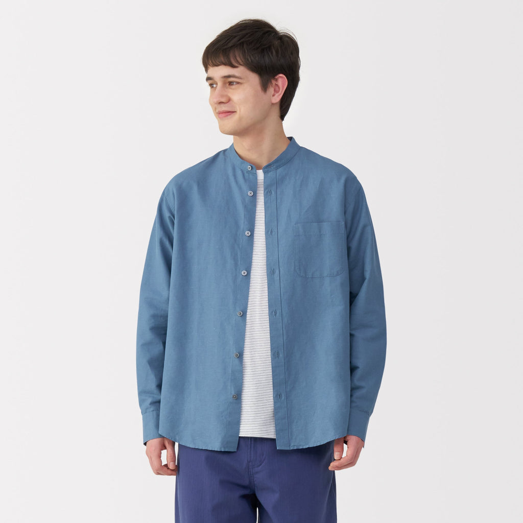 Men's Hemp Cotton Stand Collar Shirt