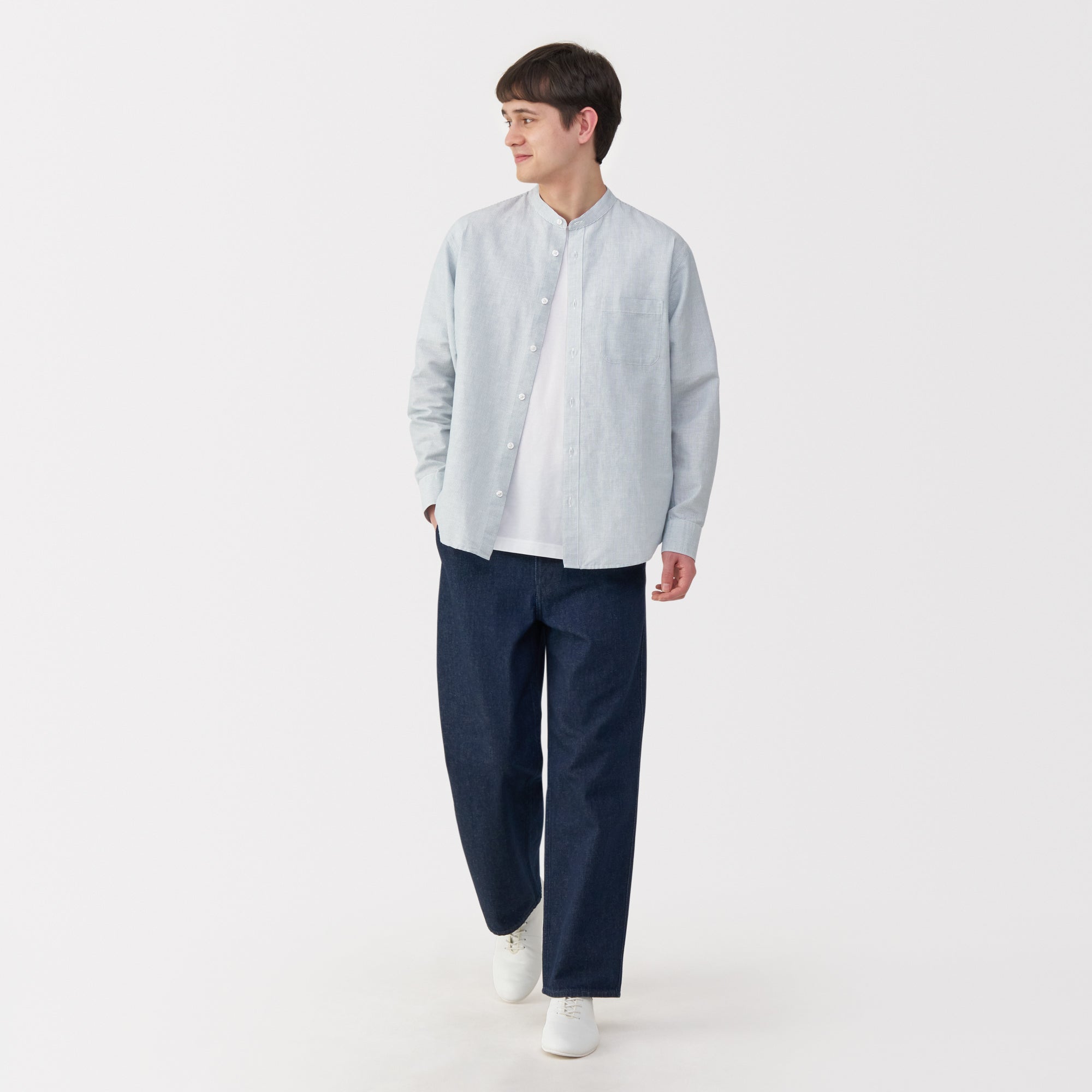 Men's Hemp Cotton Stand Collar Shirt