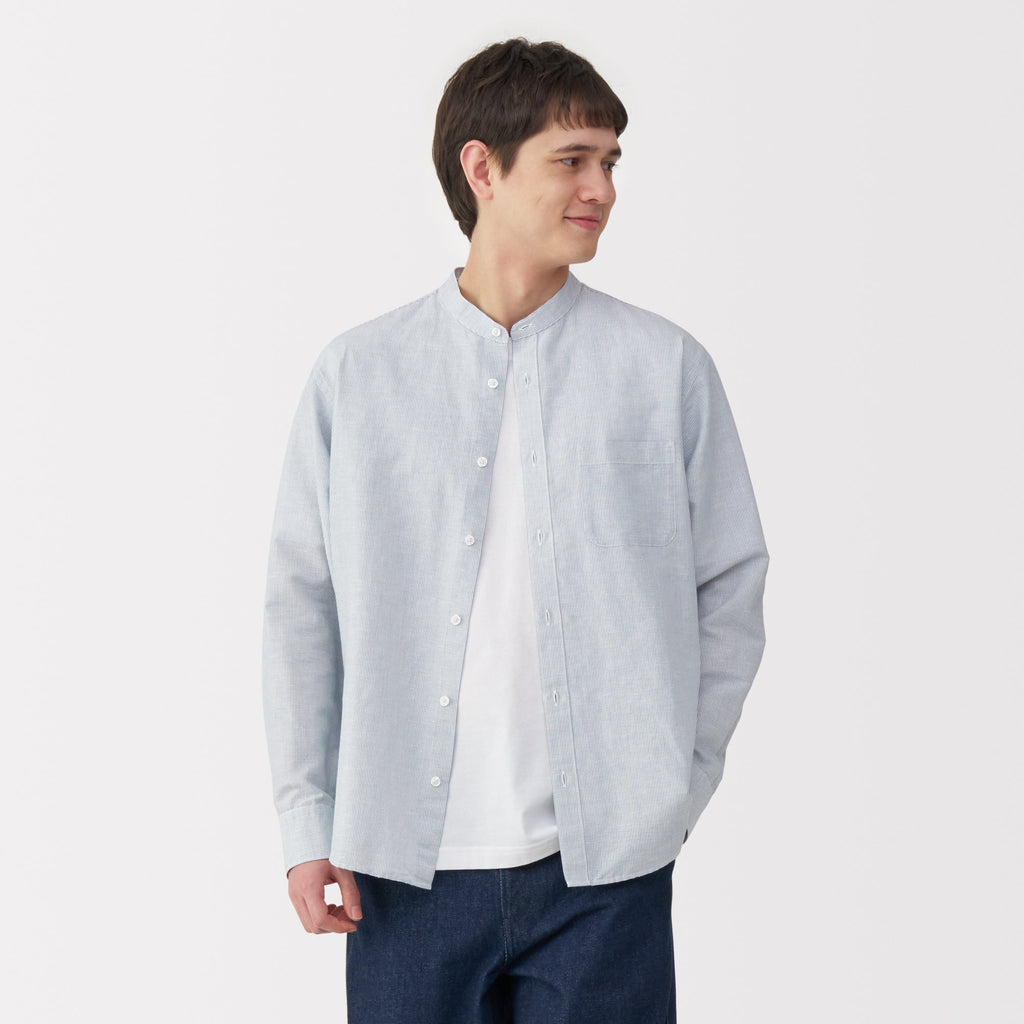 Men's Hemp Cotton Stand Collar Shirt