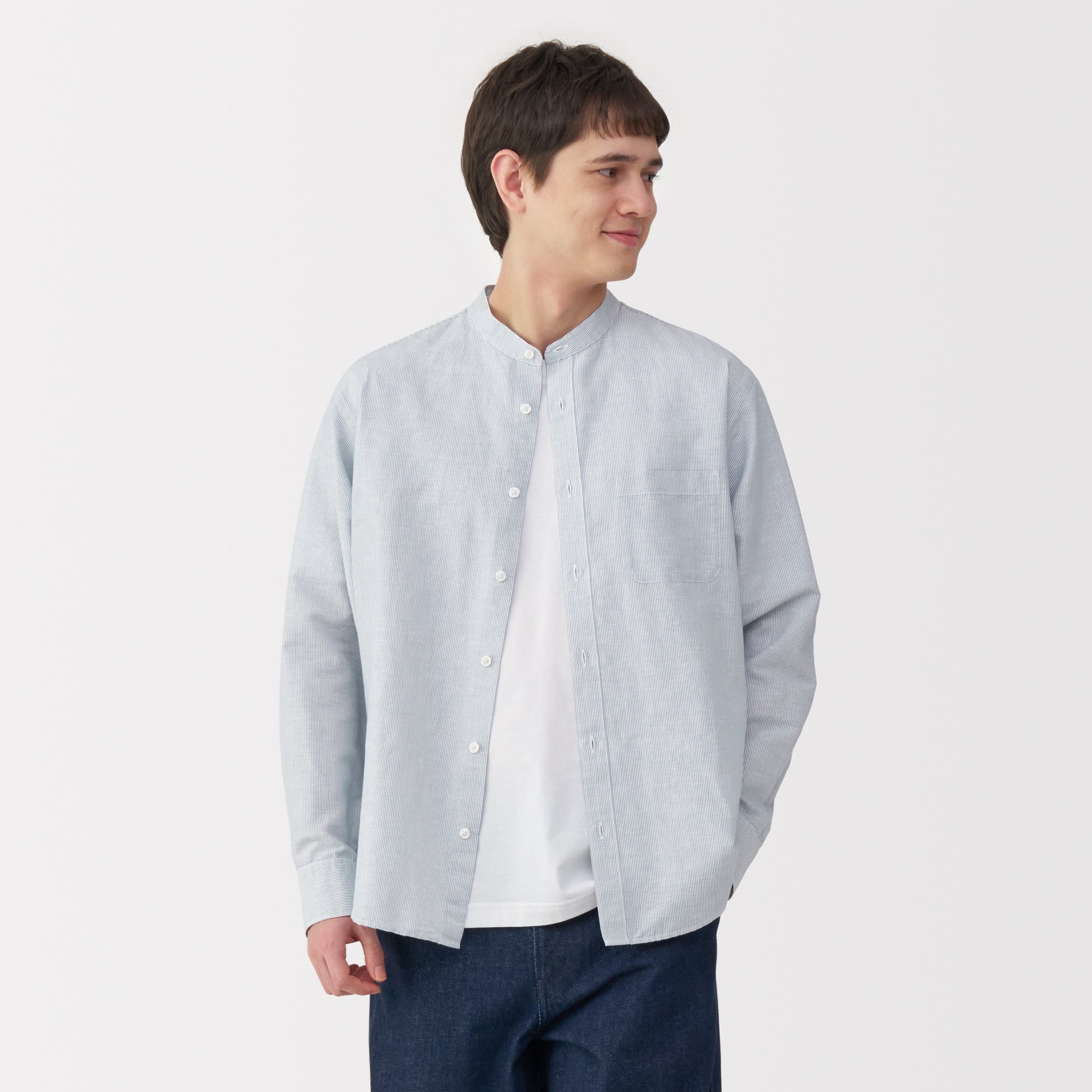 Men's Hemp Cotton Stand Collar Shirt