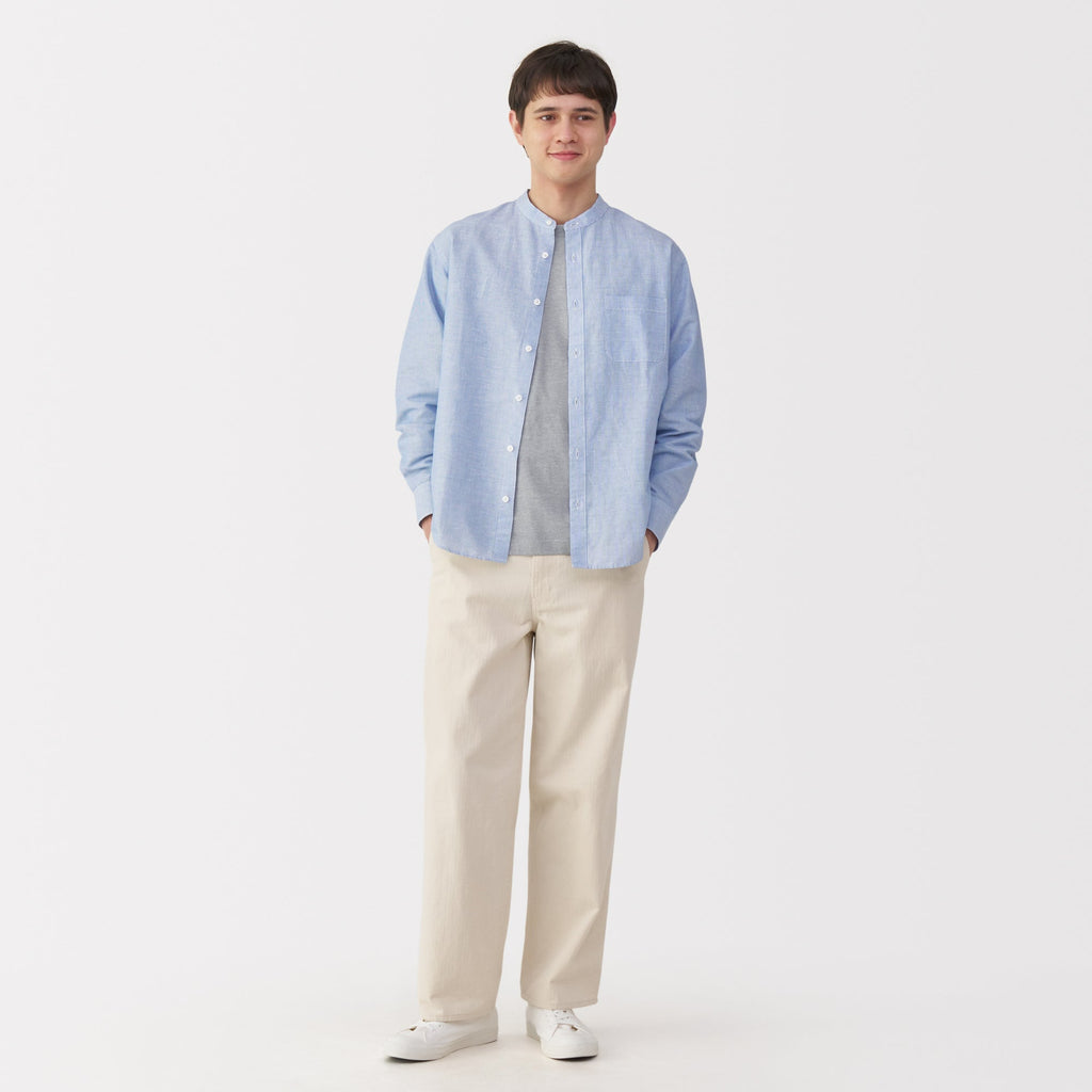 Men's Hemp Cotton Stand Collar Shirt
