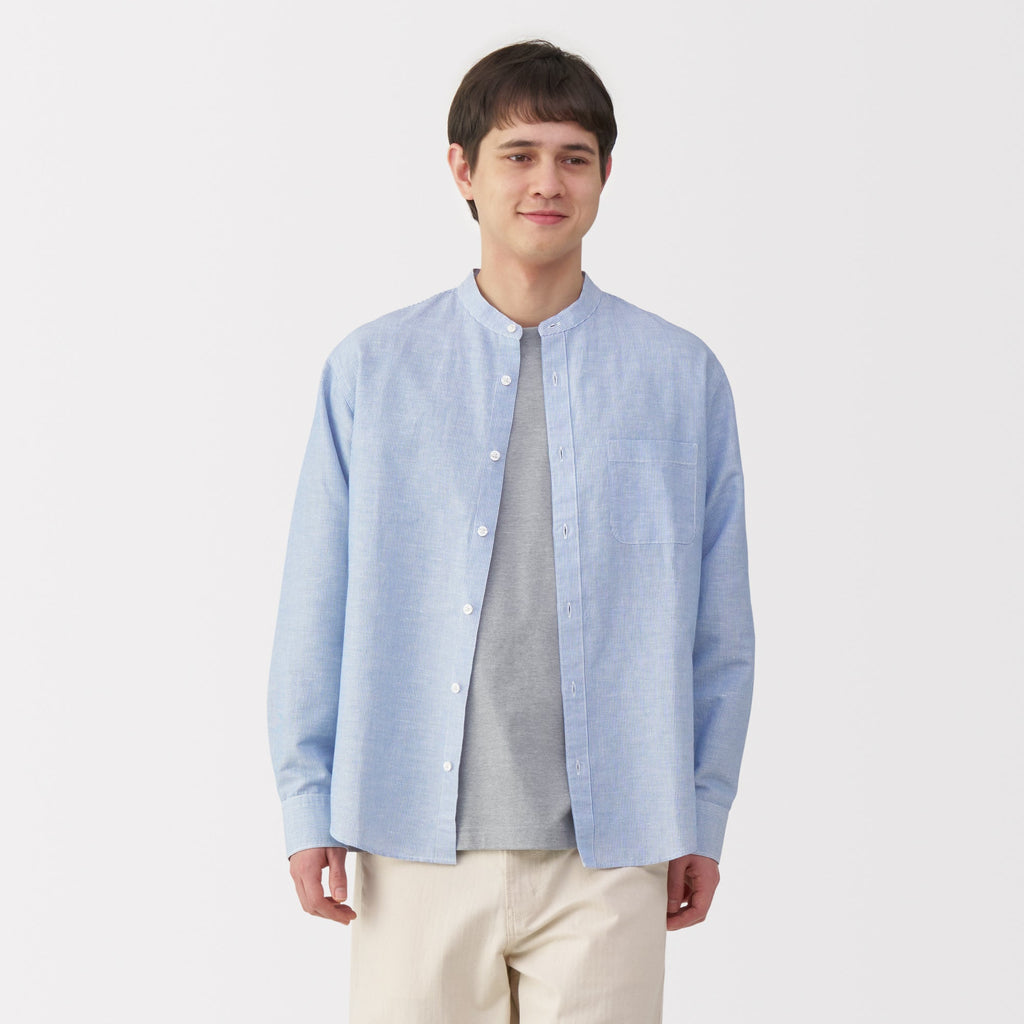 Men's Hemp Cotton Stand Collar Shirt