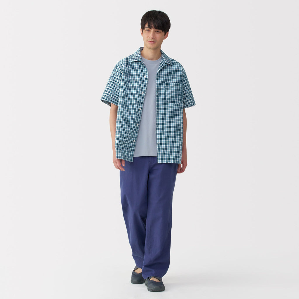 Men's Madras Check Open Collar Shirt