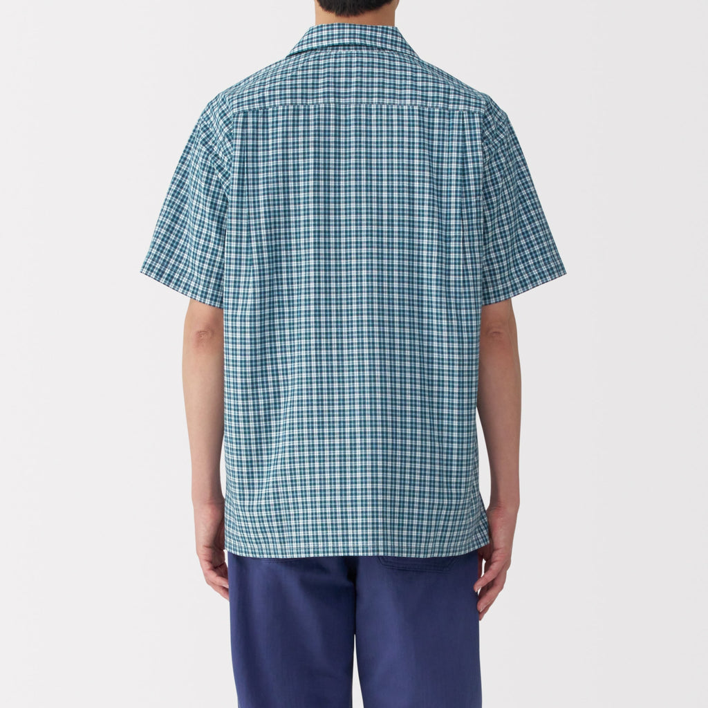 Men's Madras Check Open Collar Shirt