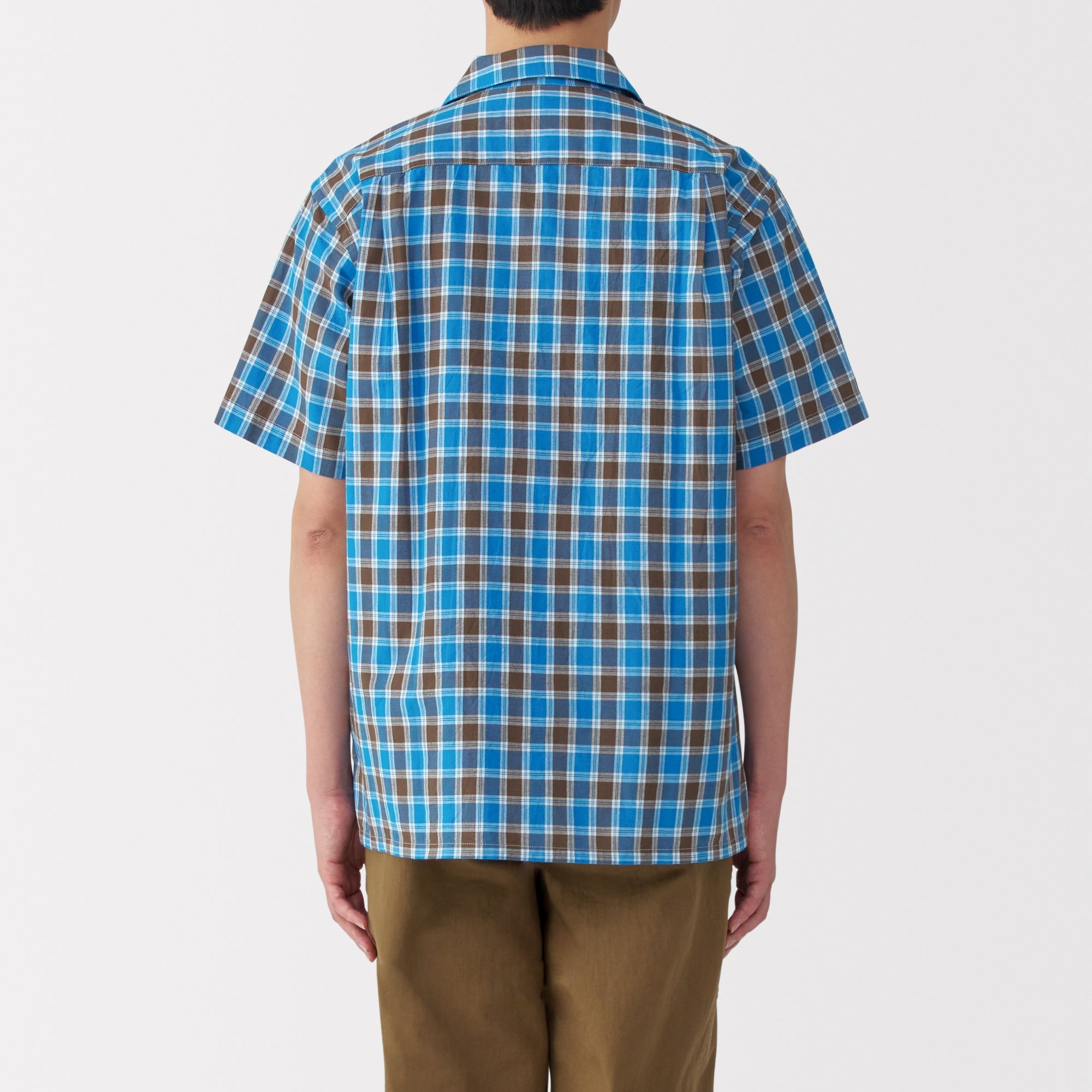 Men's Madras Check Open Collar Shirt